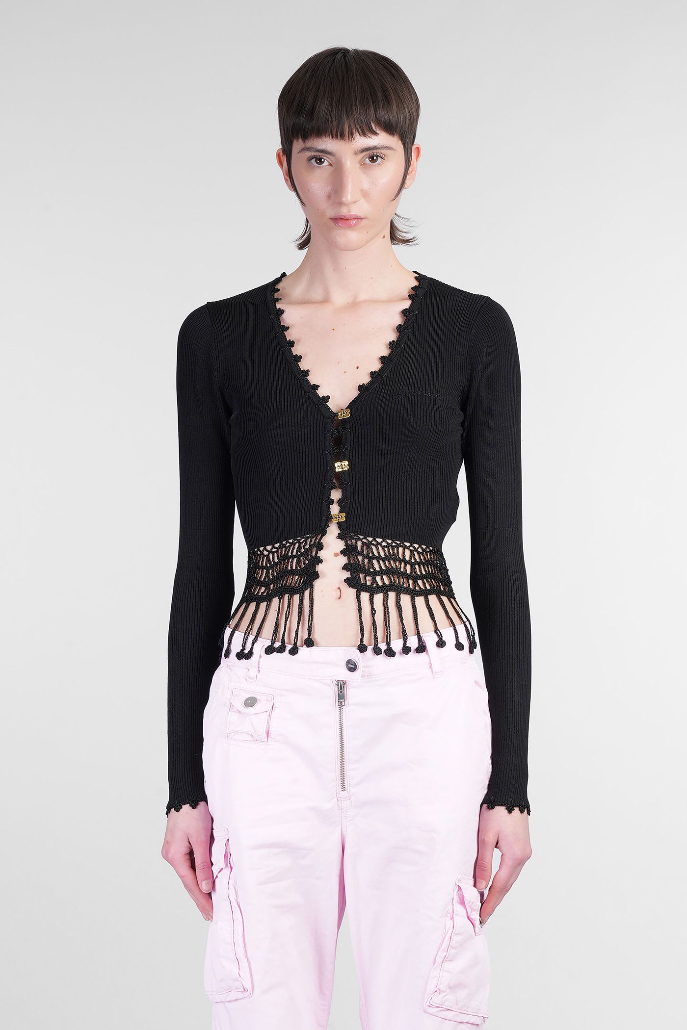 Cardigan In Black Viscose