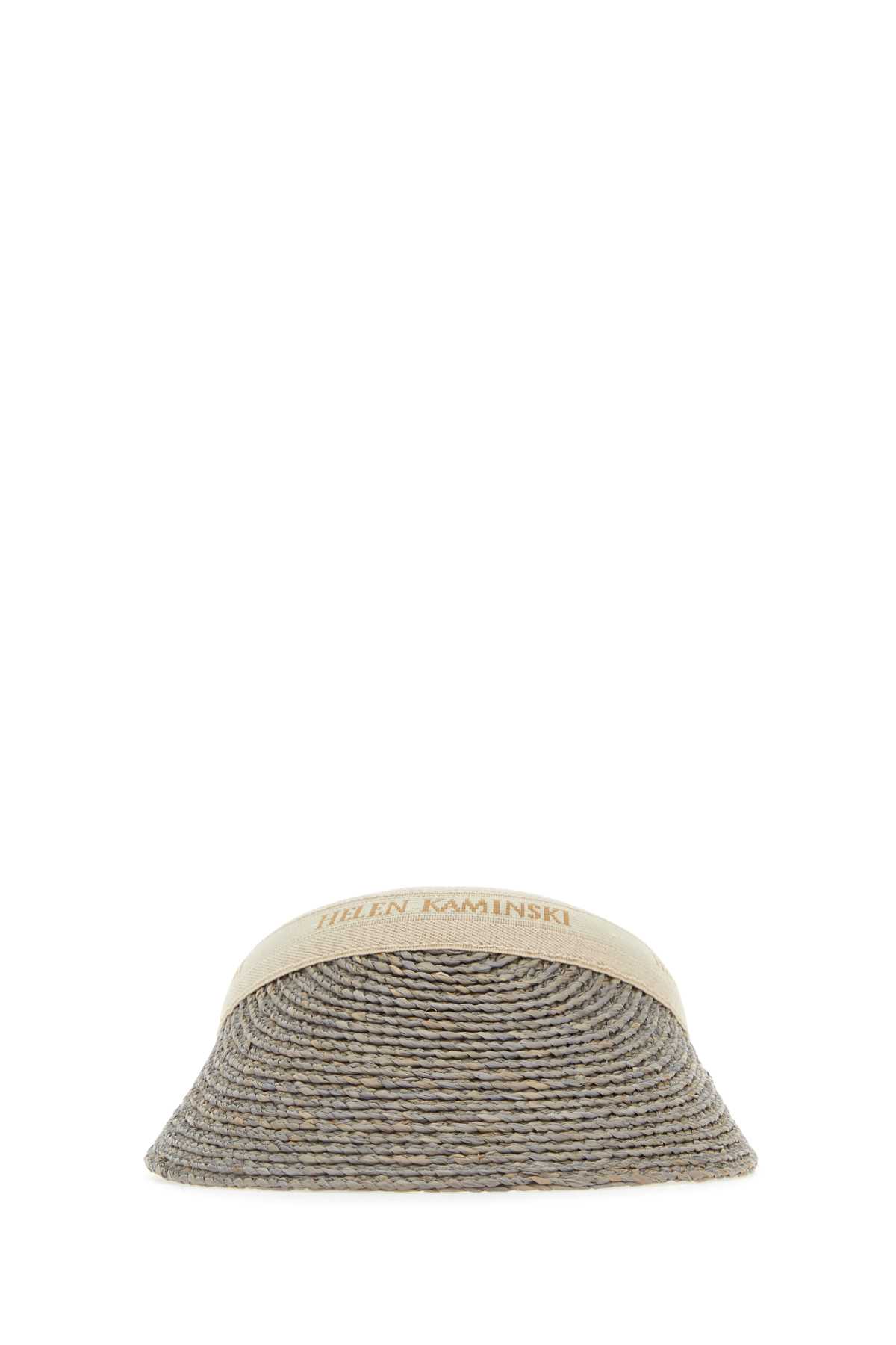 Shop Helen Kaminski Grey Raffia Bianca Visor In Eclmelnatlog