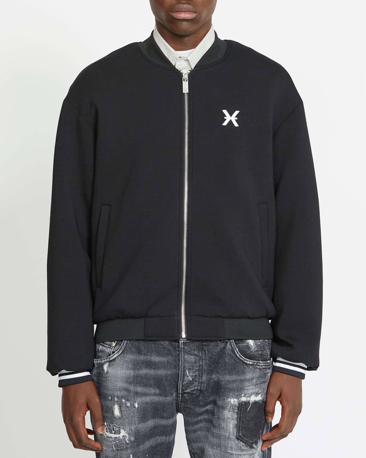 Shop John Richmond Jacket With Logo On The Front In Nero