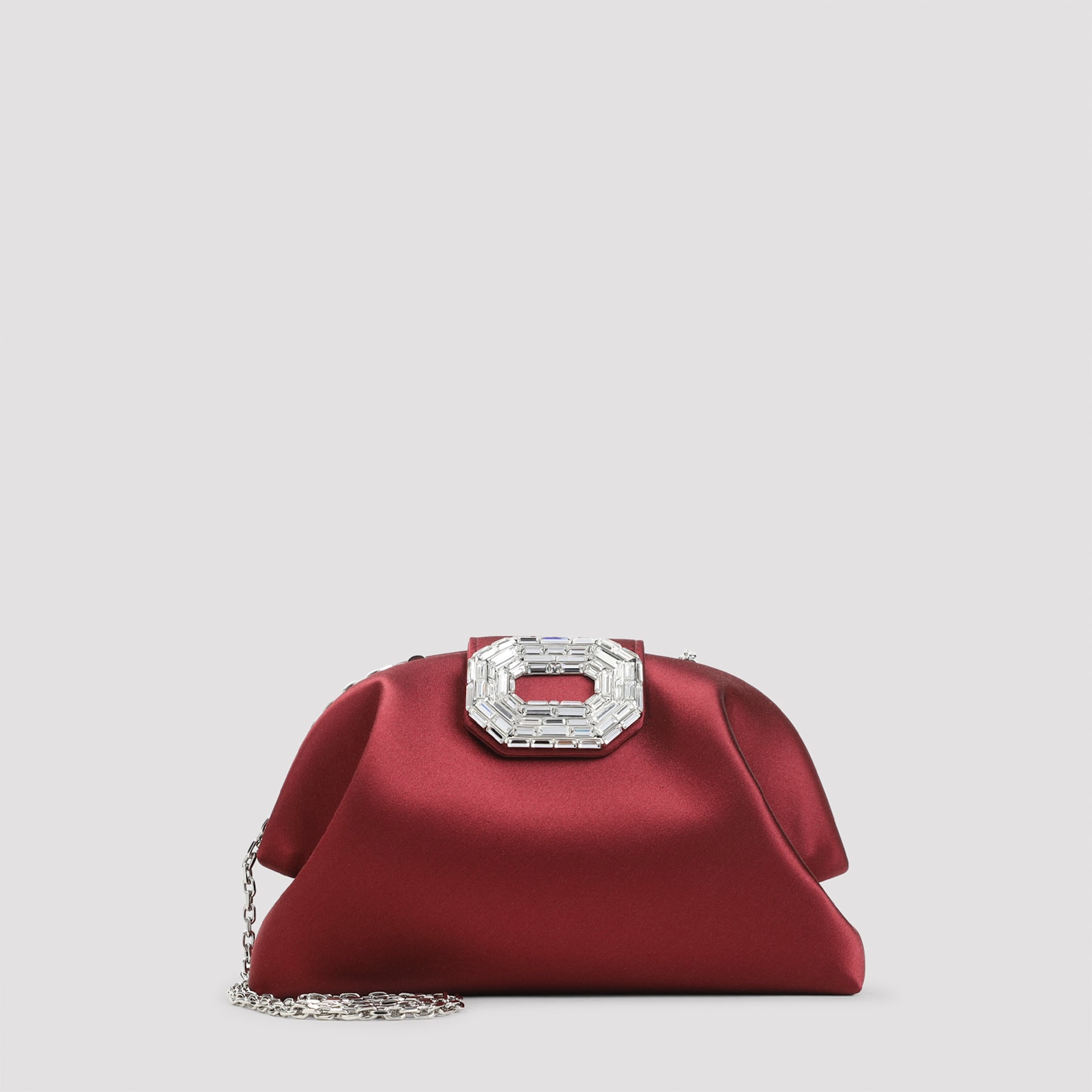 Amina Muaddi Camelia Crystal-buckle Clutch Bag In Red