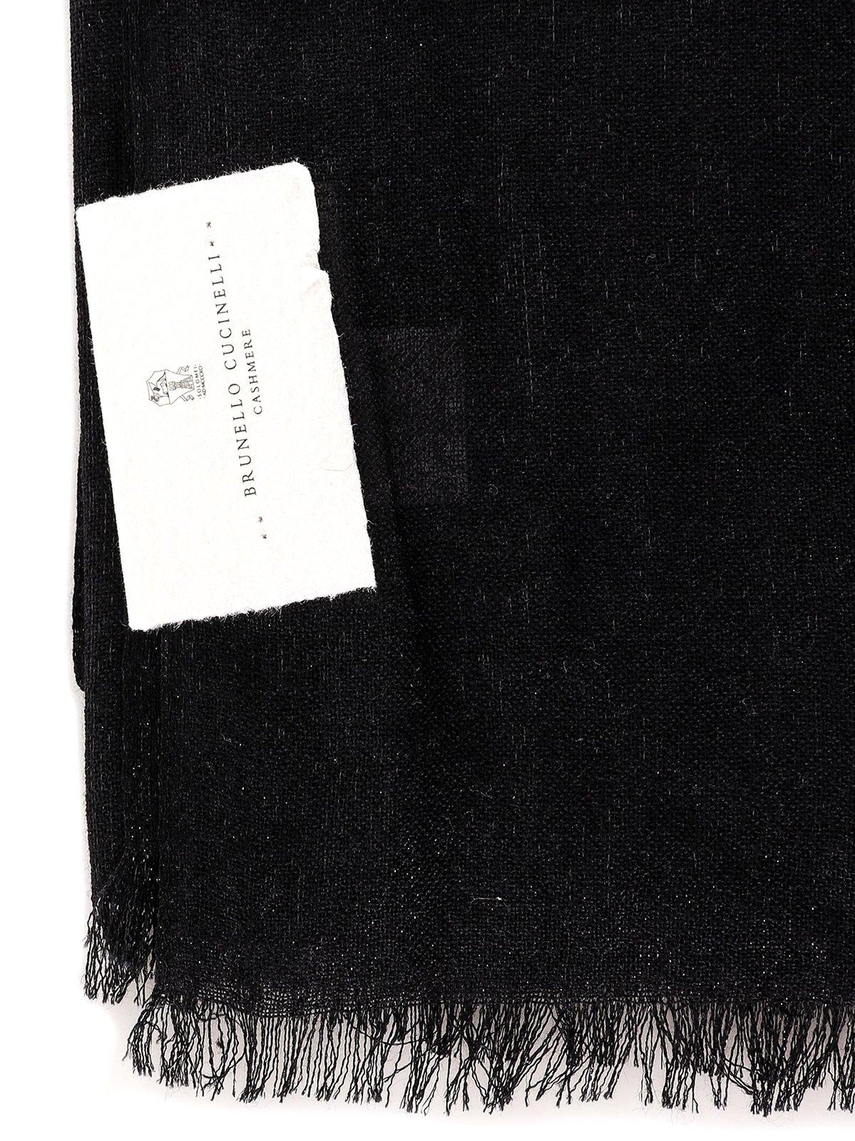 Brunello Cucinelli Frayed Hem Scarf In Black
