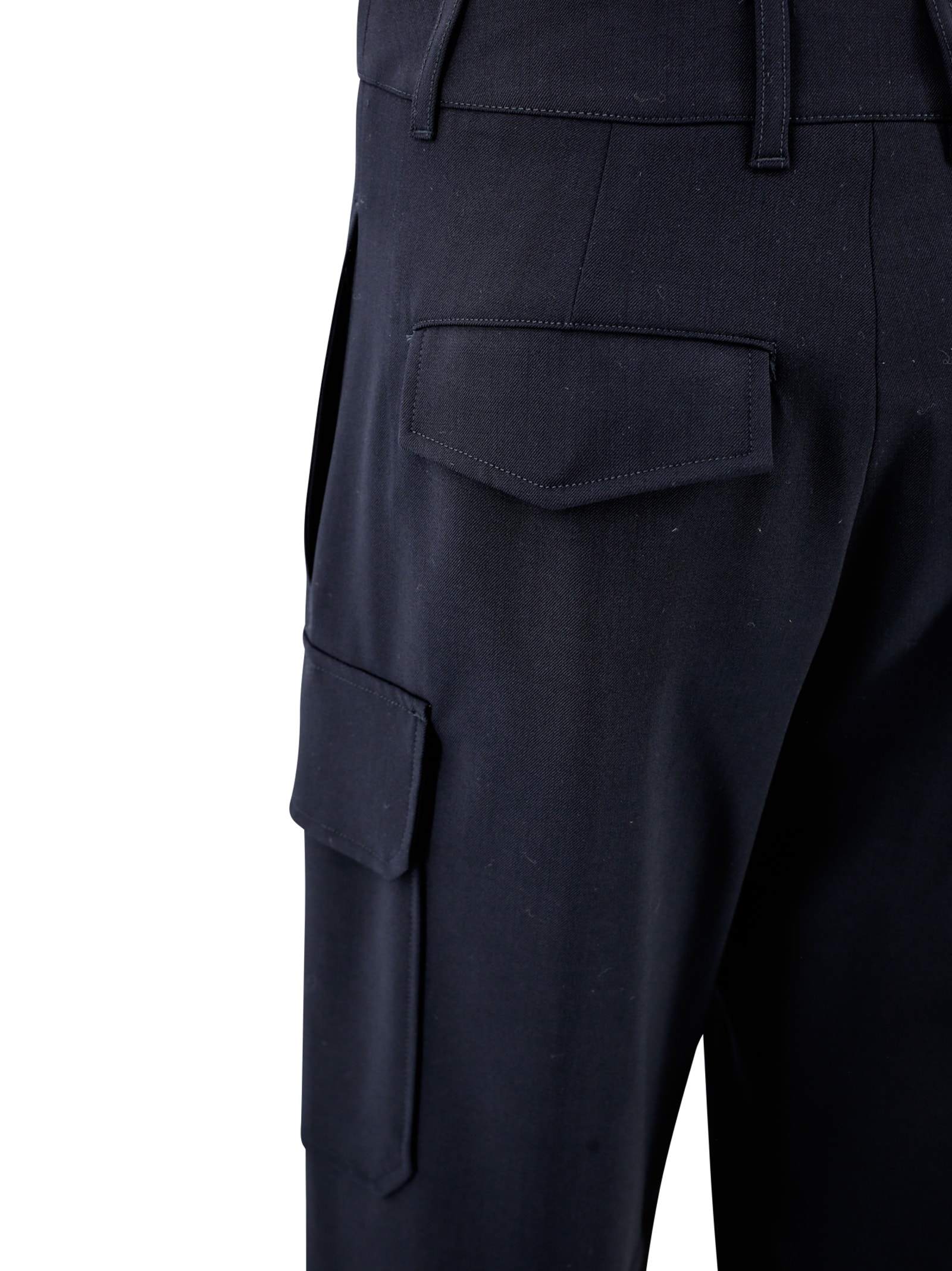 Shop Weekend Max Mara Technical Wool Pants In Blue