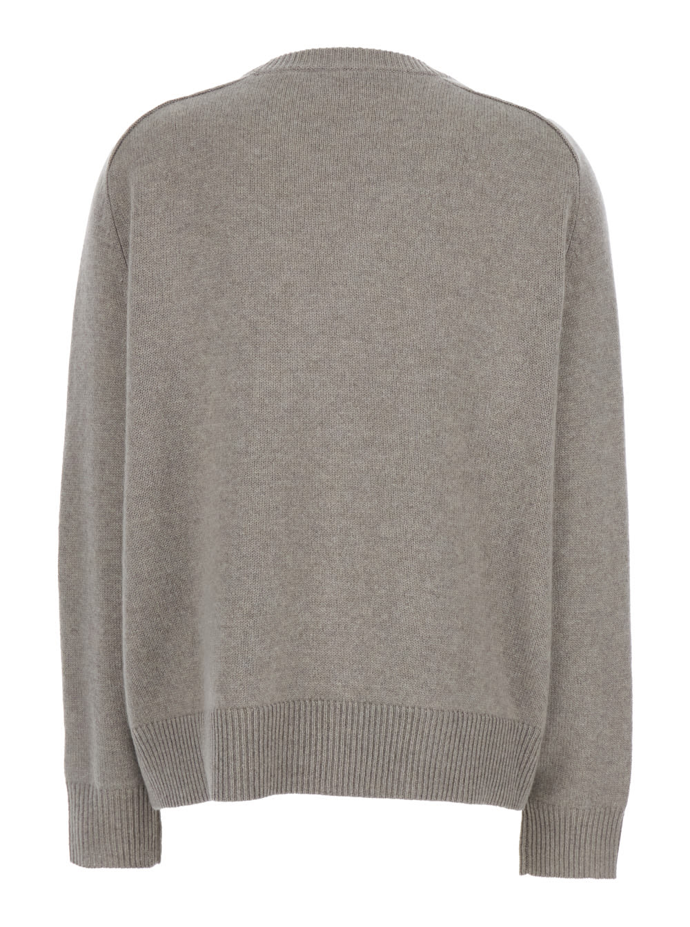 Goat Boyfriend Grey Crewneck Sweater With Dropped Shoulders In Cashmere Woman In Gray