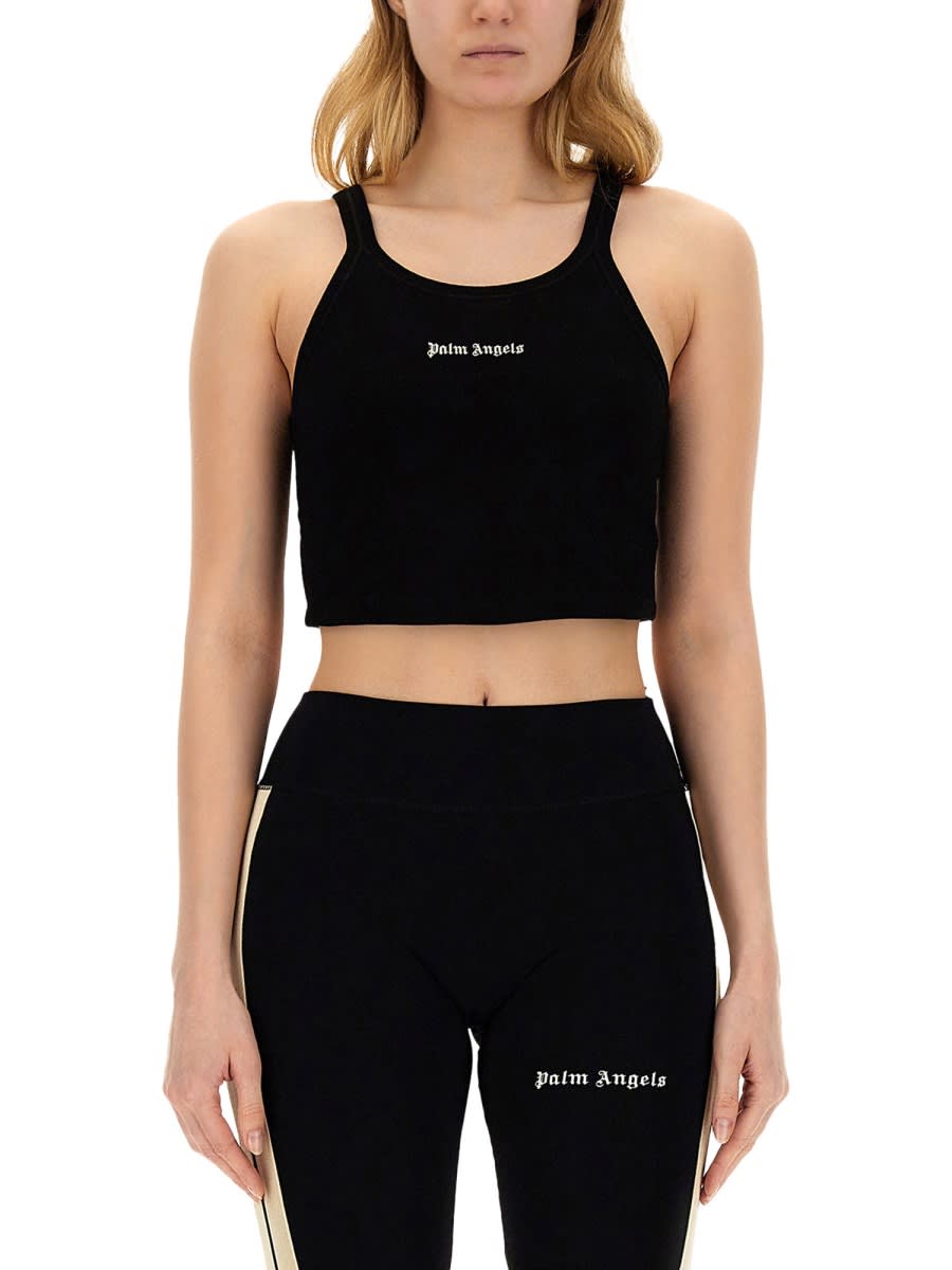 Shop Palm Angels Tops With Logo In Black