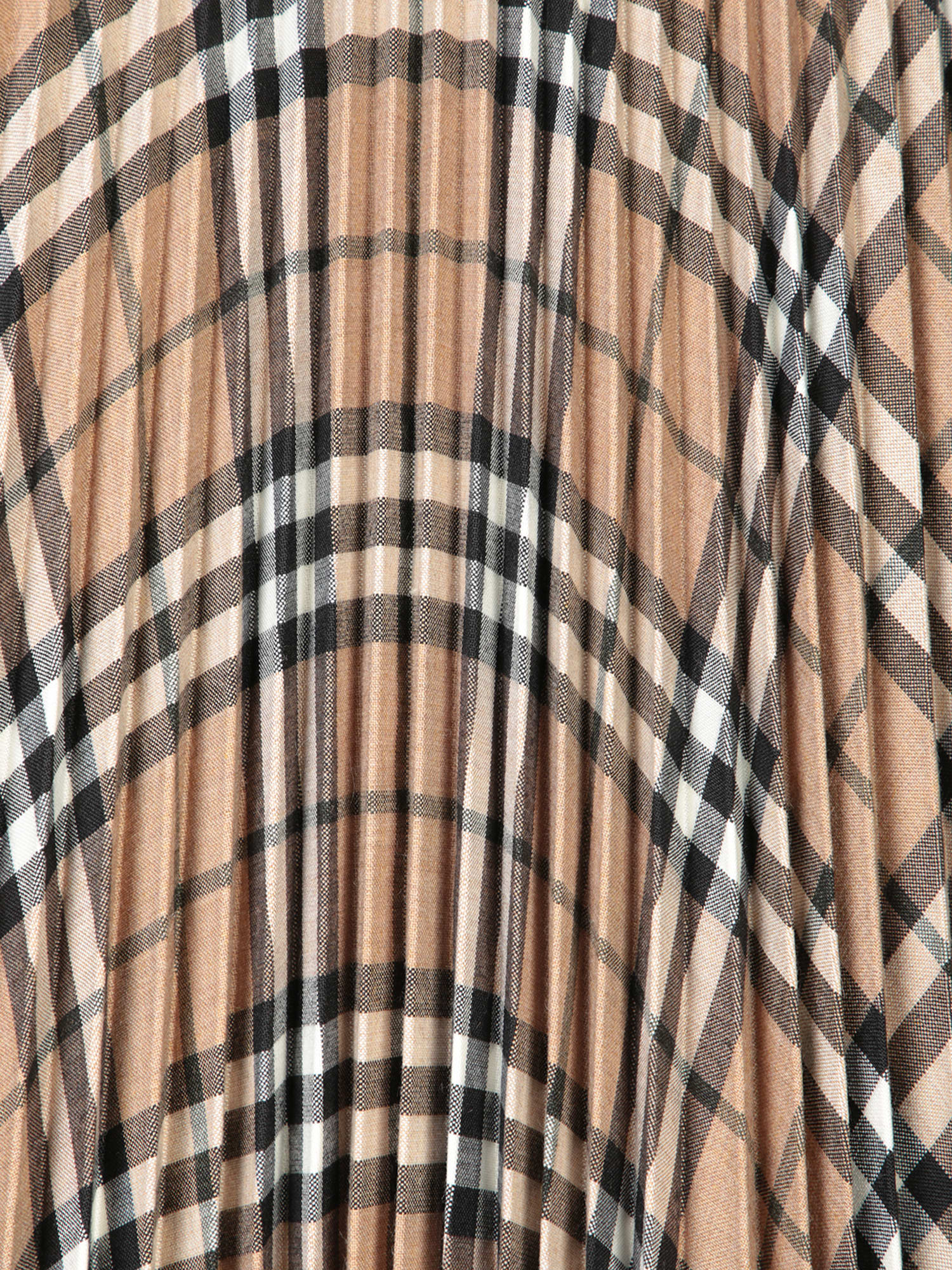 Shop Burberry Beige Checked Pleated Midi Skirt