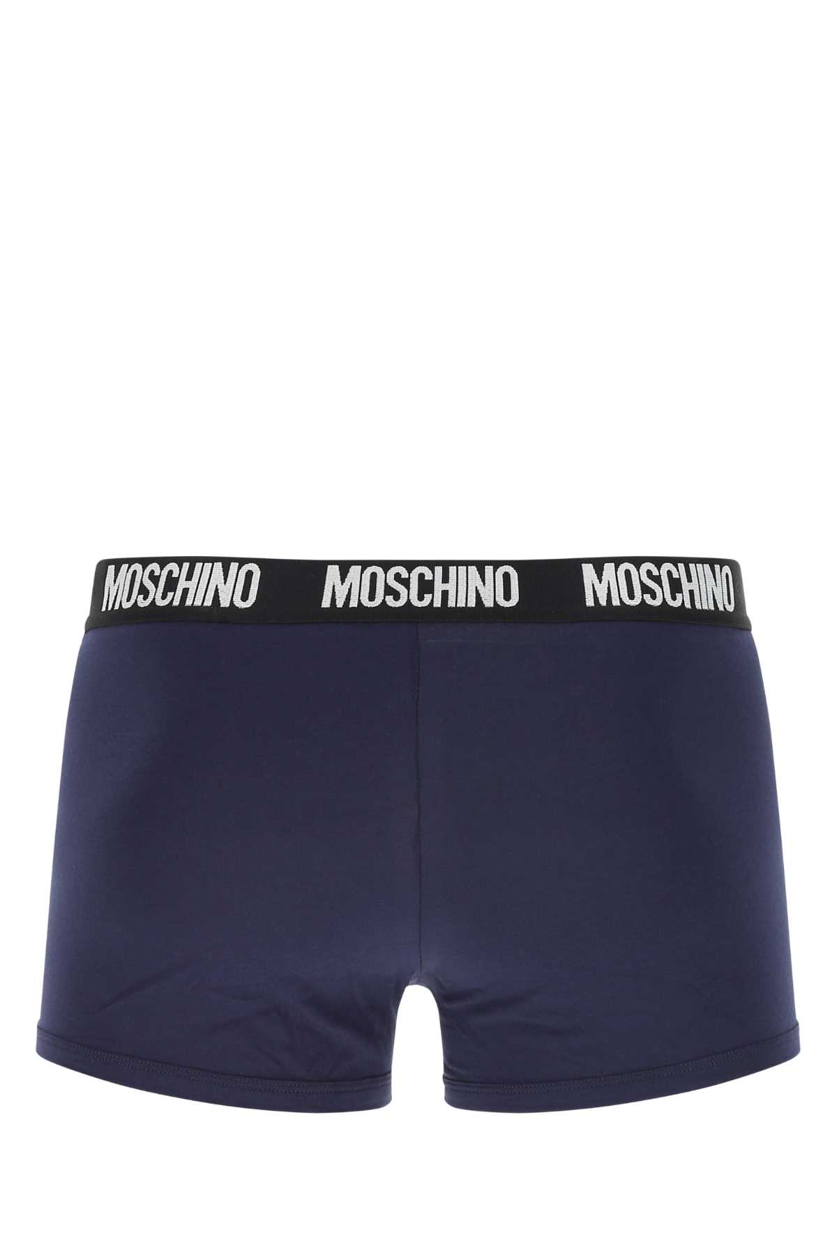 Moschino Blue Stretch Cotton Boxer In 0290