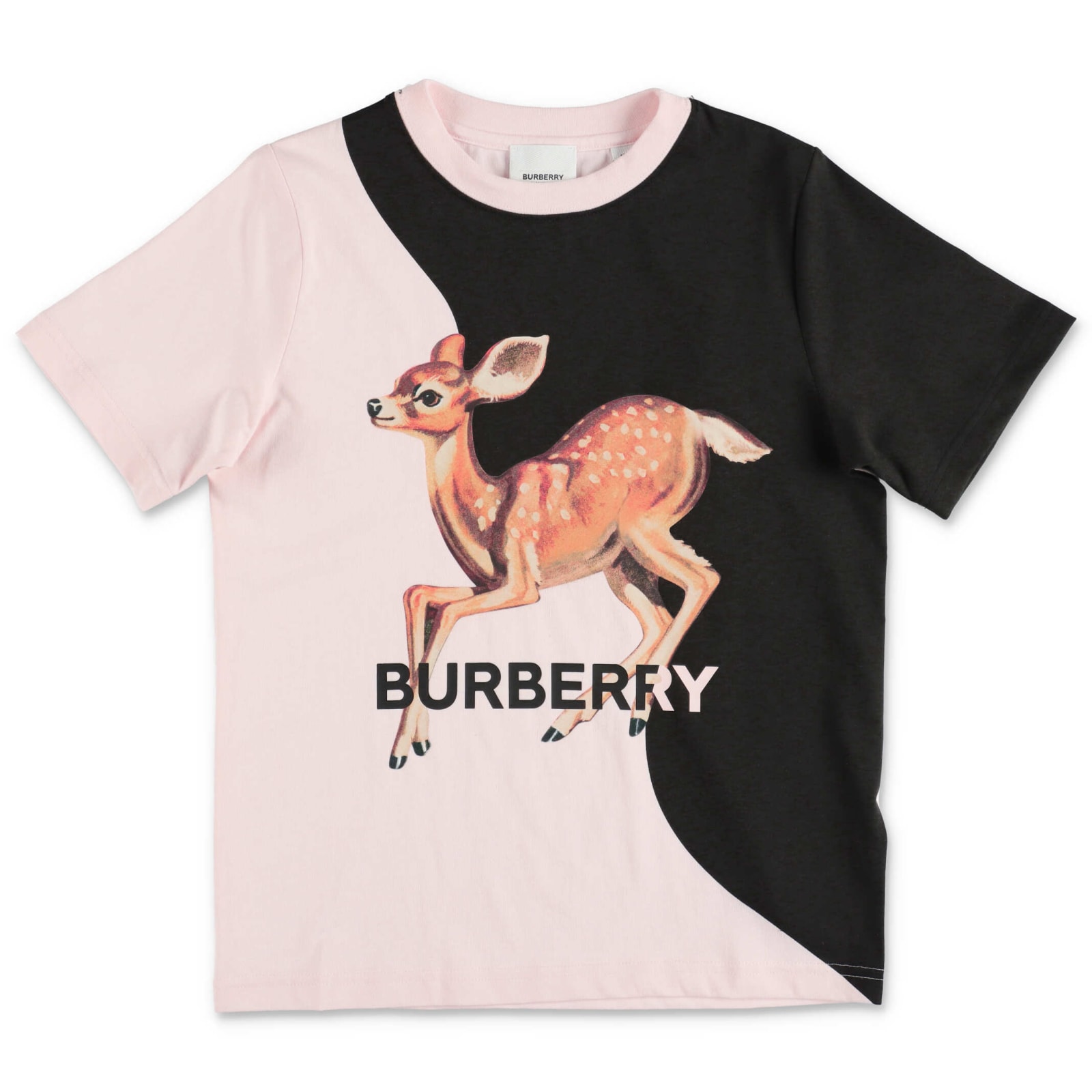 Burberry T-shirt Rosa E Nera In Jersey Di Cotone