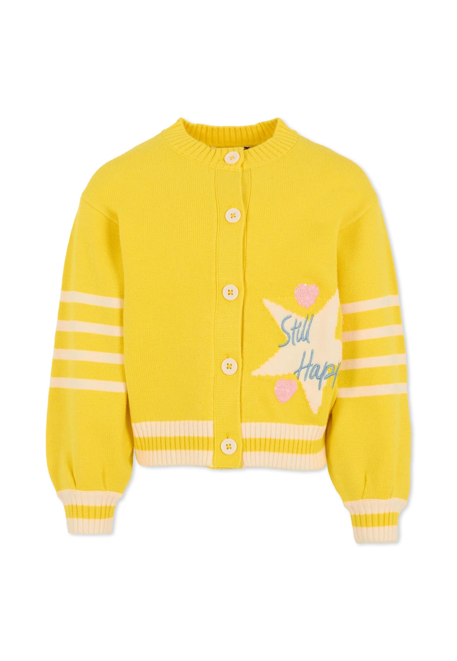 Billieblush Yellow Cardigan For Girl With Star In Yellow