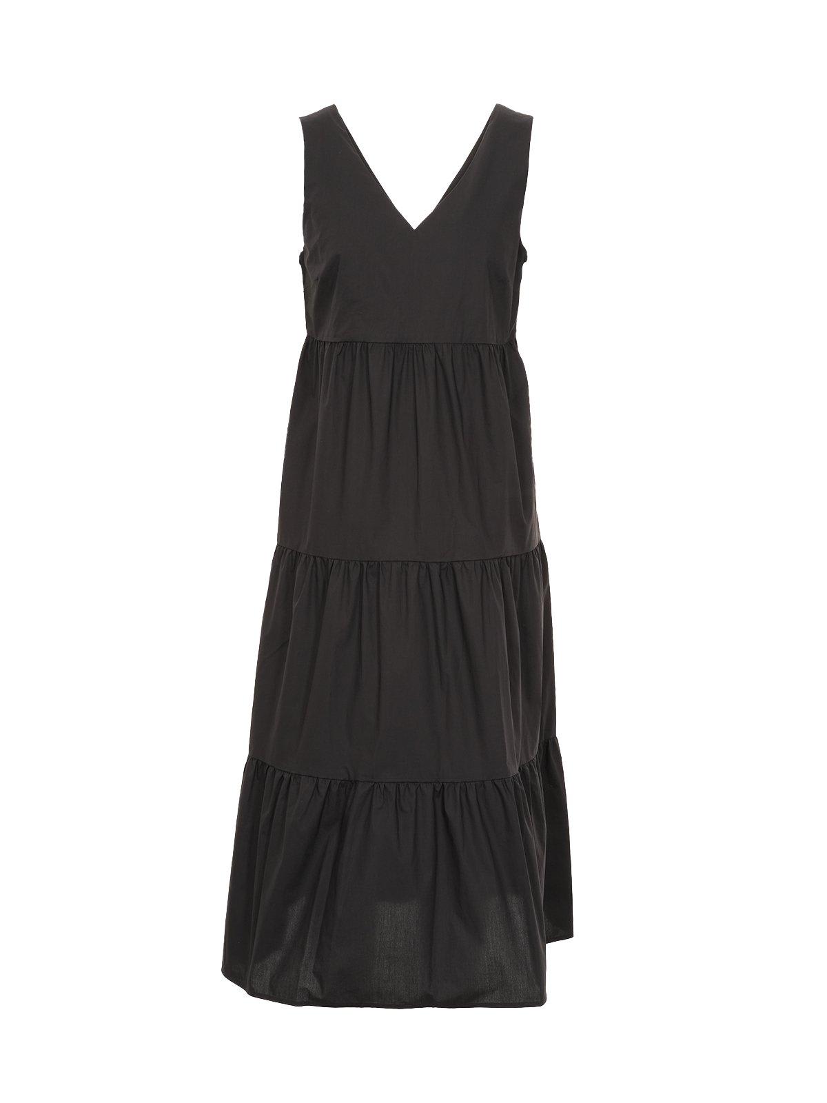 Shop Woolrich V-neck Sleeveless Midi Dress In Black