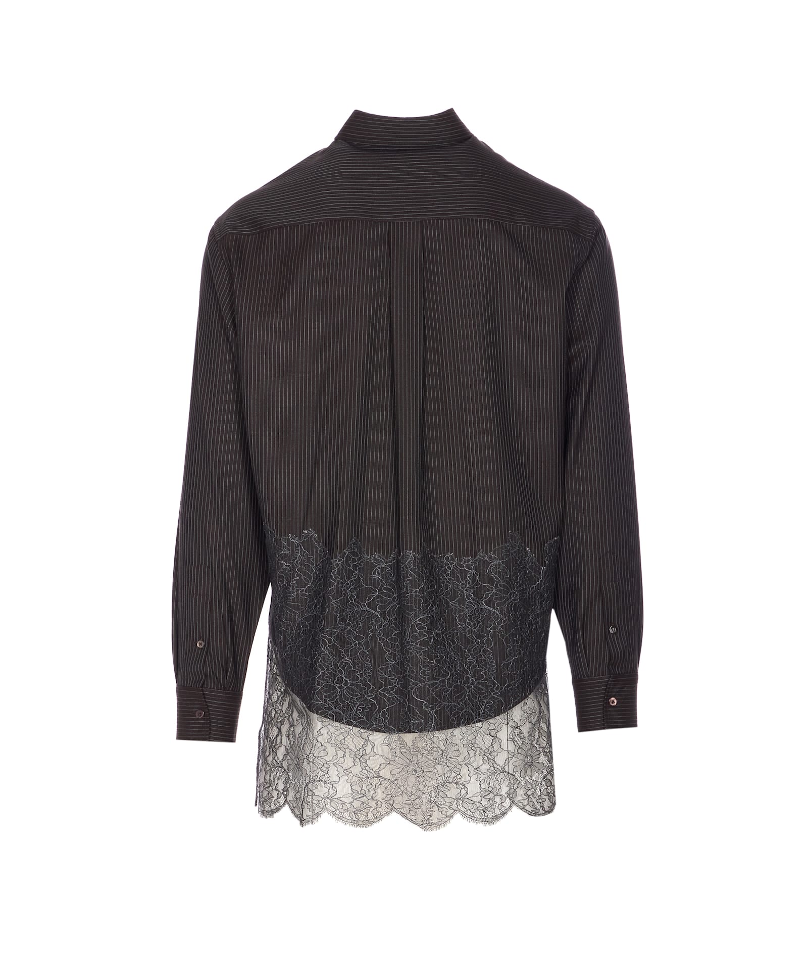 Fendi Pinstriped Wool Shirt In Gray