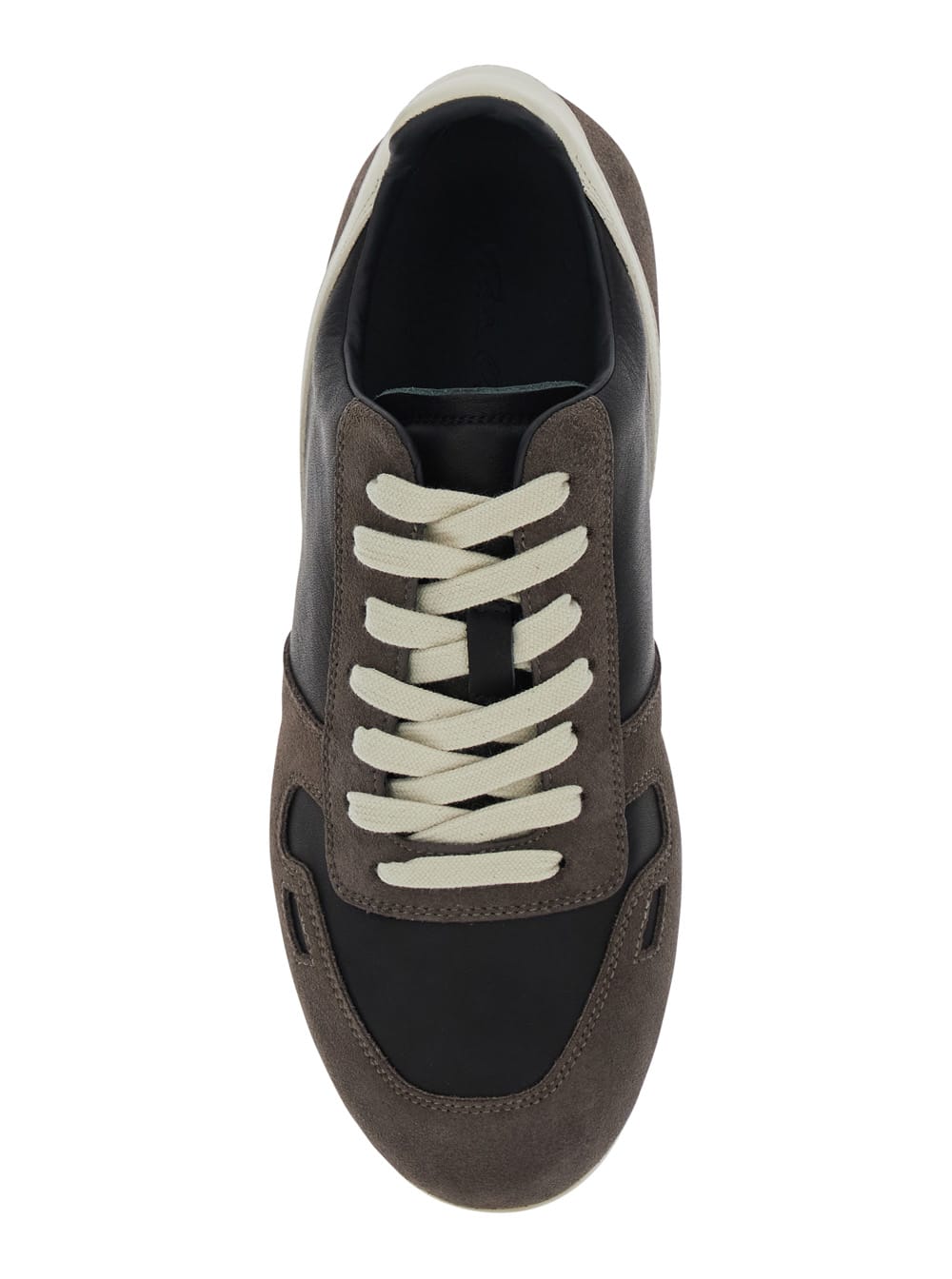 Rick Owens Black Low-top Sneakers With Suede Inserts In Leather Woman In Black