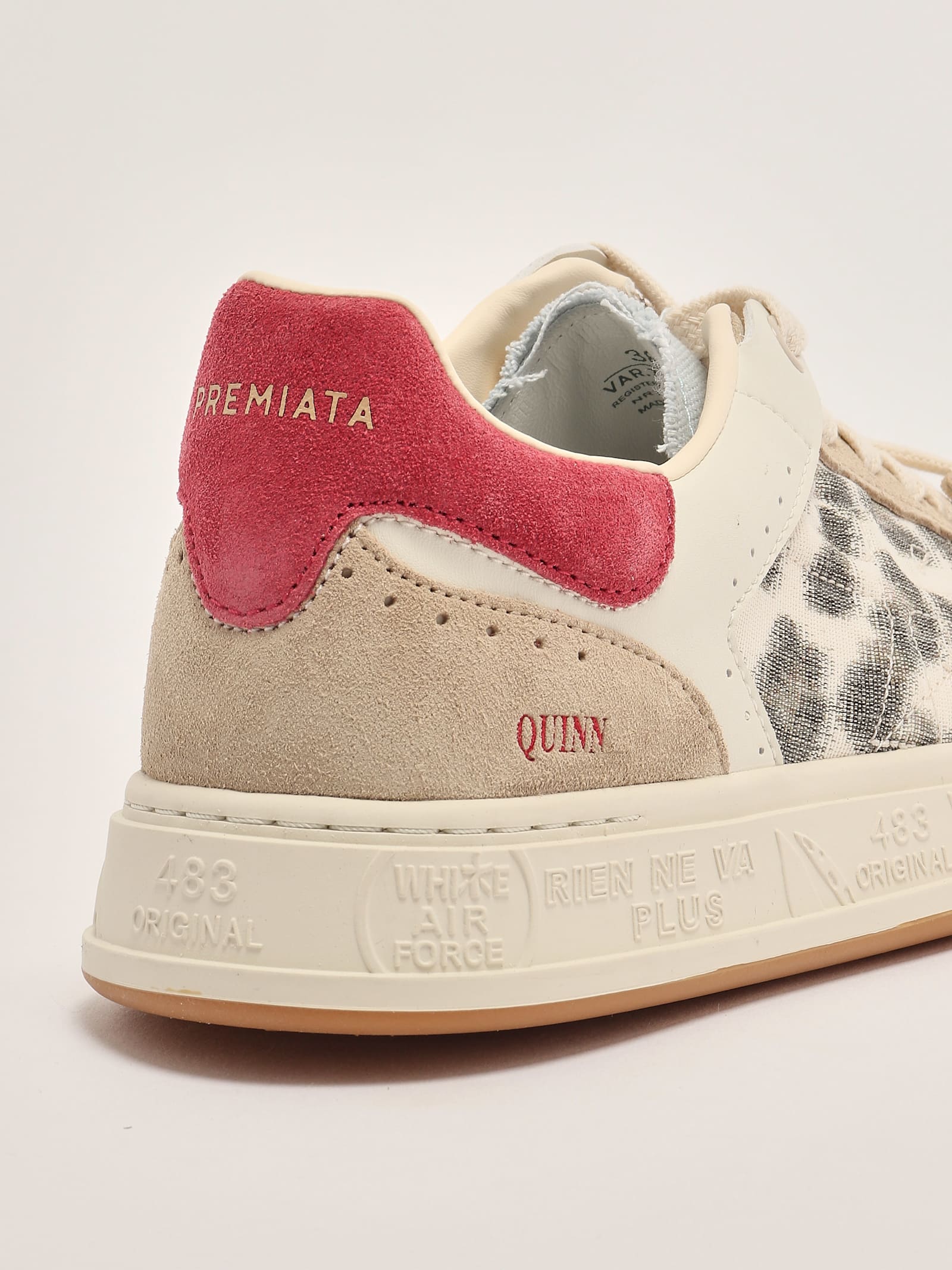 Premiata Quinn Leopard-print Low-top Sneakers In Ecru-animalier