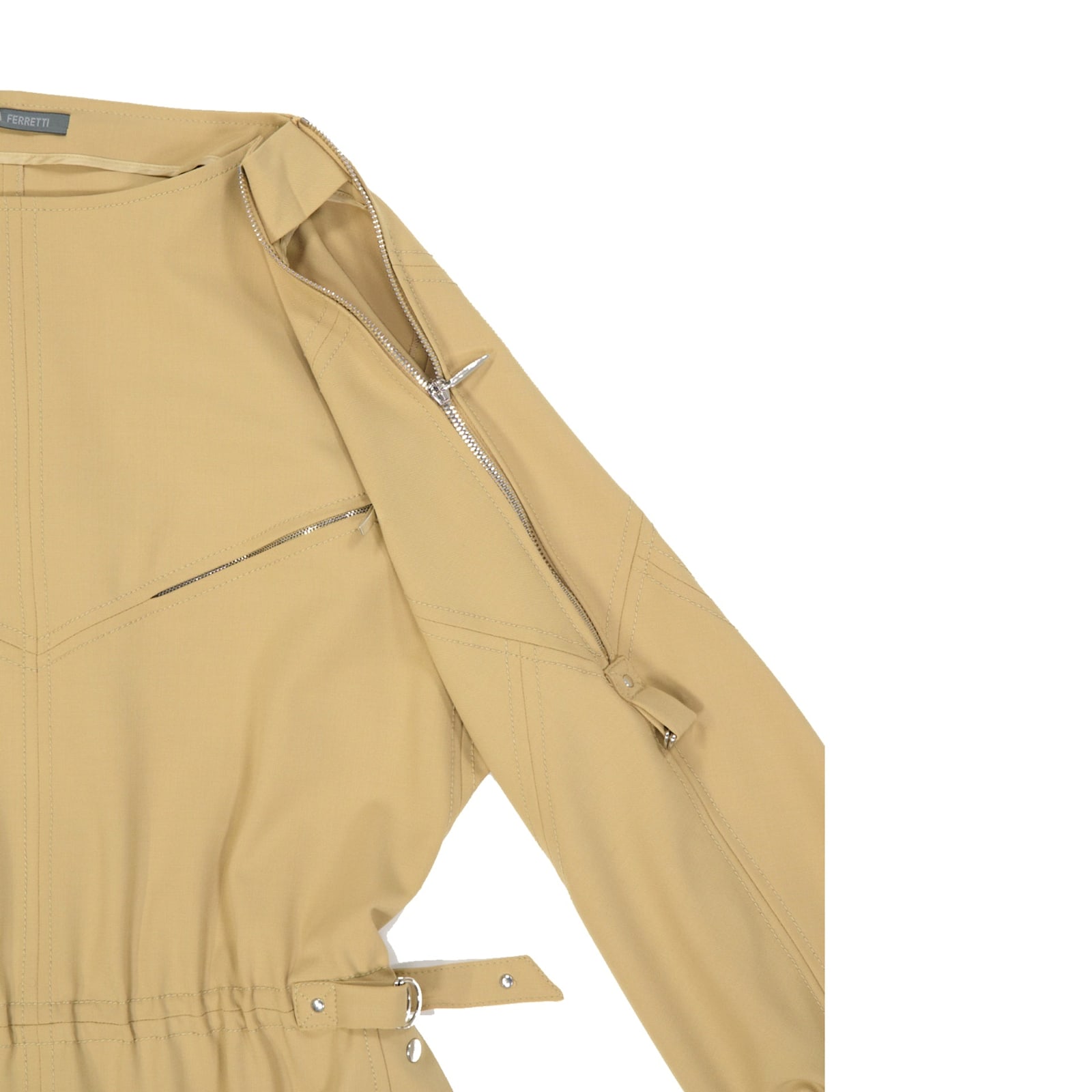 Alberta Ferretti Wool Blend Mini Dress In Beige