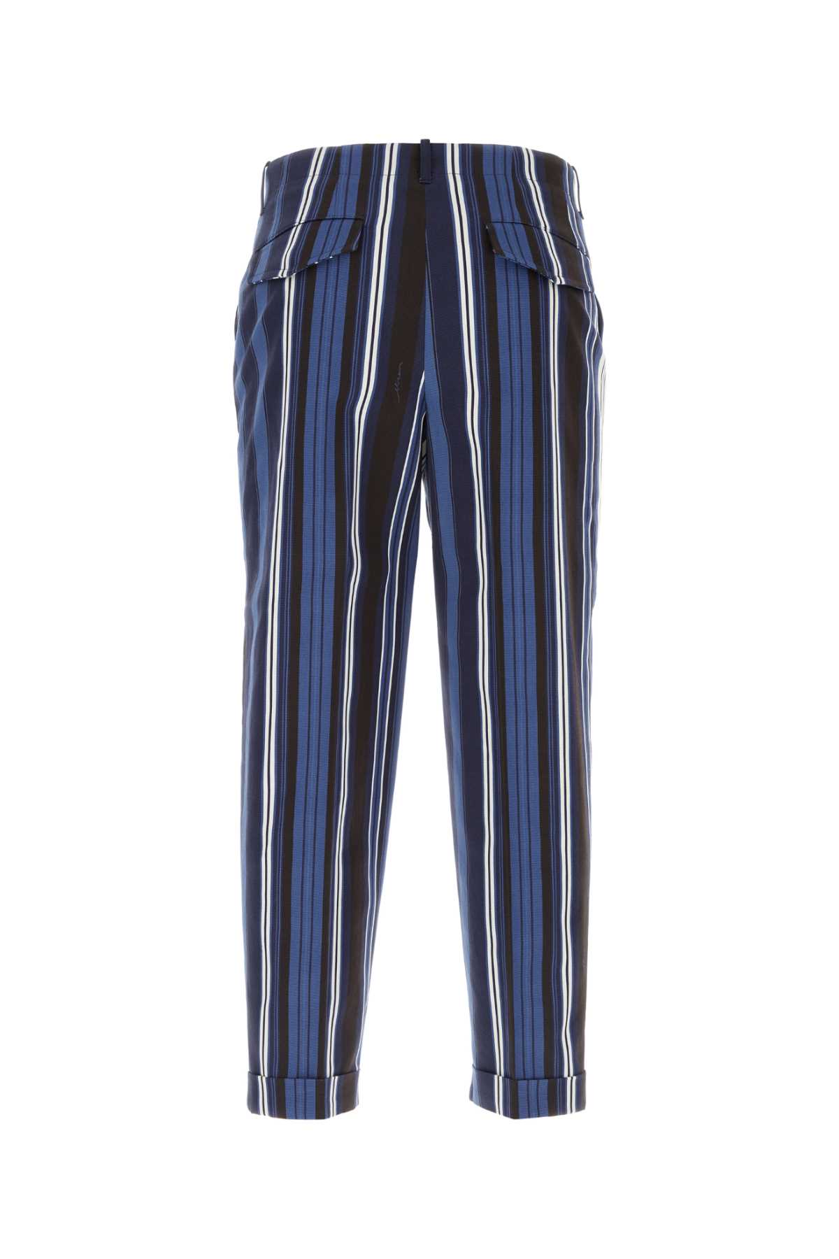 Etro Embroidered Stretch Cotton Trouser In Blu