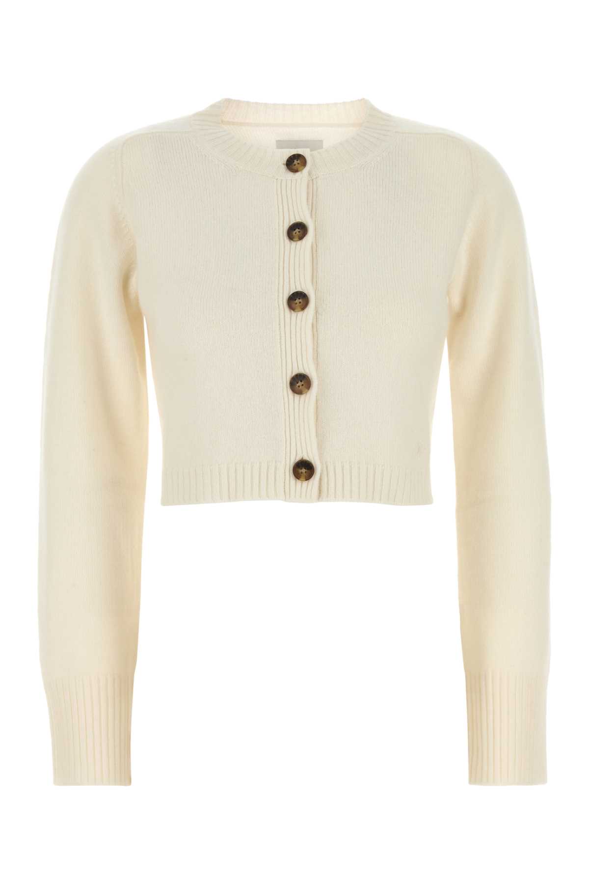 Loulou Studio Ivory Cashmere Zephir Cardigan In White