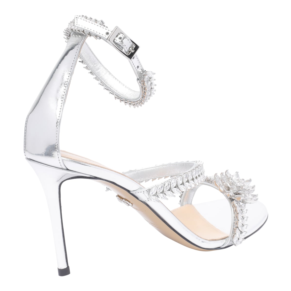 Mach & Mach Lotus Flower Pump Sandals In Silver