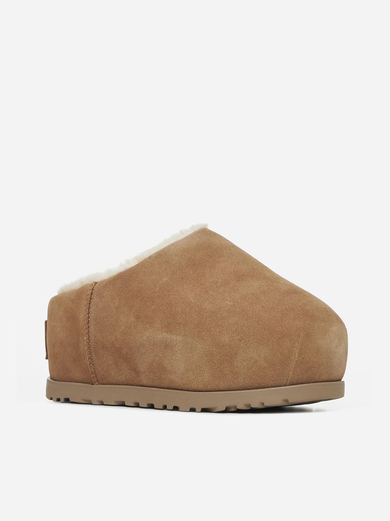 Shop Ugg Pumped Suede Slippers In Beige