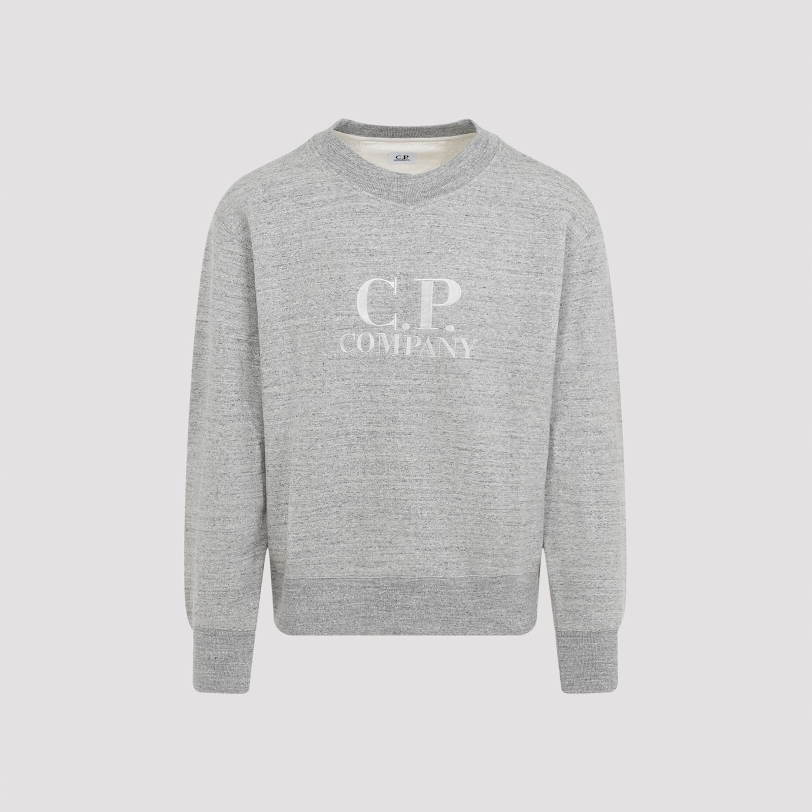 Shop C.p. Company Cotton Crewneck Sweatshirt In Greystone Melange