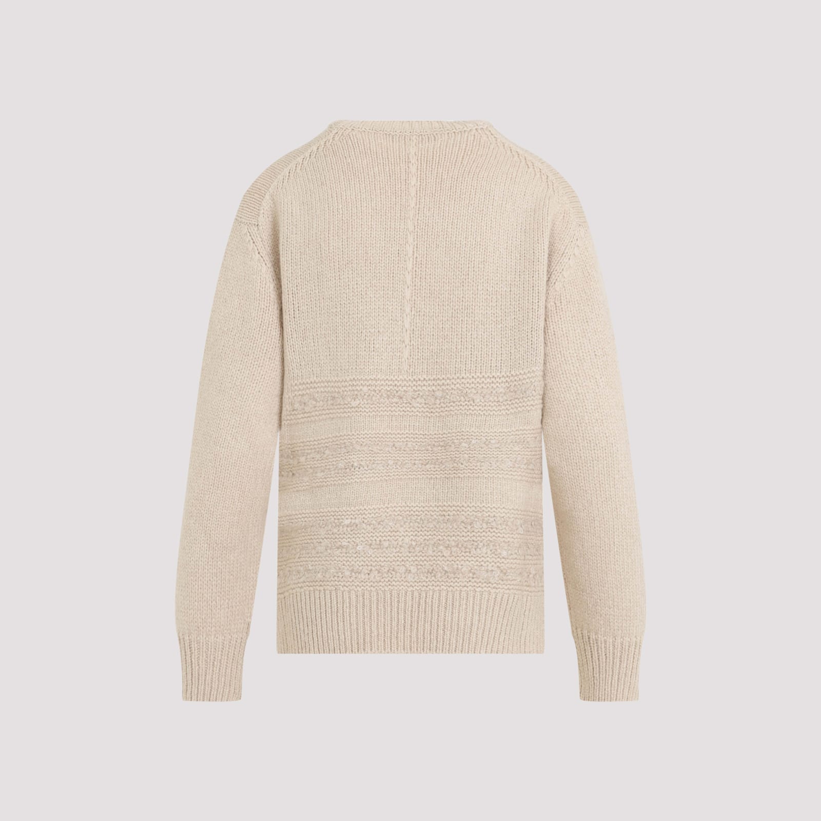 Fabiana Filippi Textured Knit Camel Sweater With Ribbed Edges In White