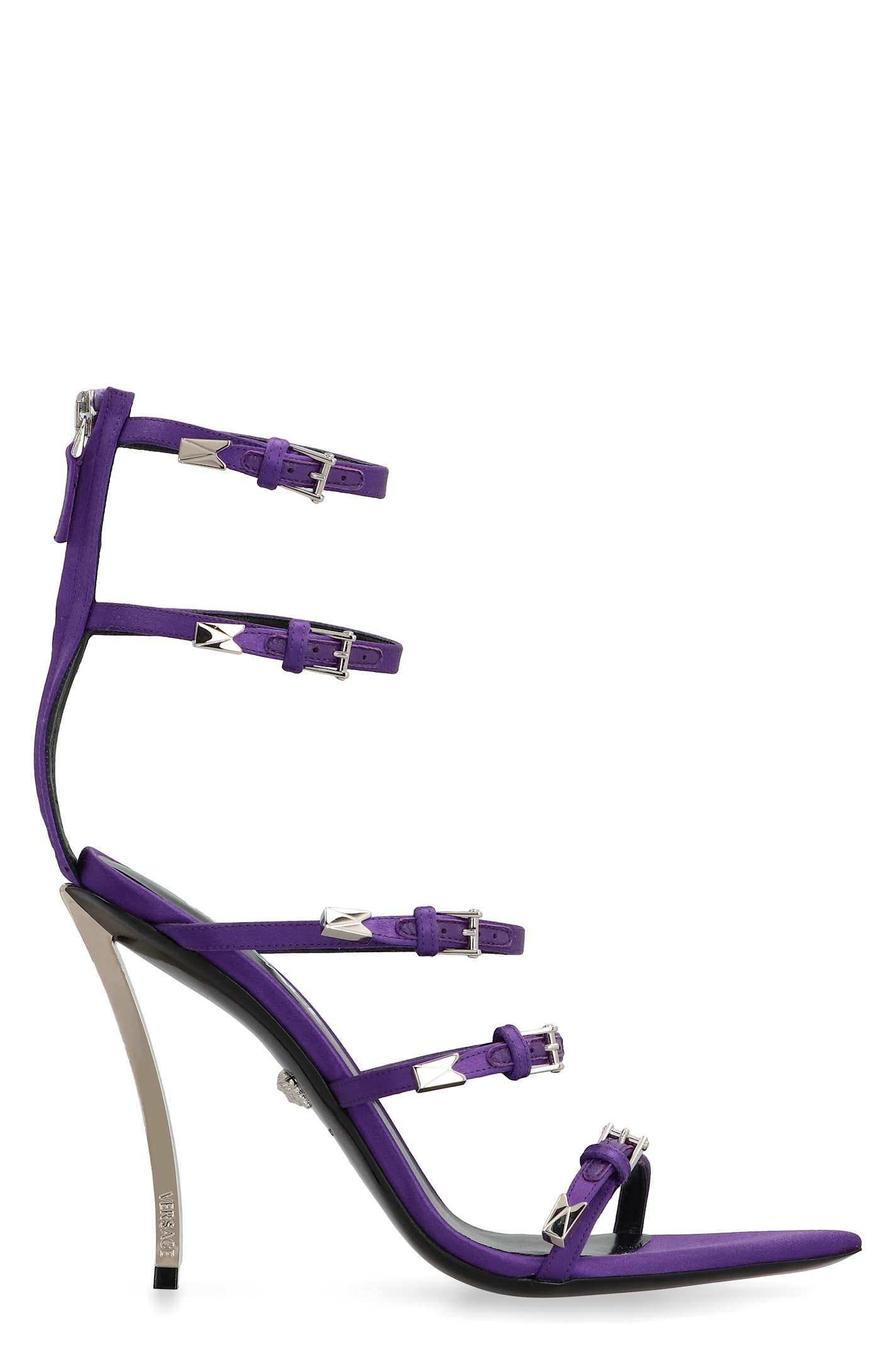 Shop Versace Pin-point Heeled Sandals In Purple