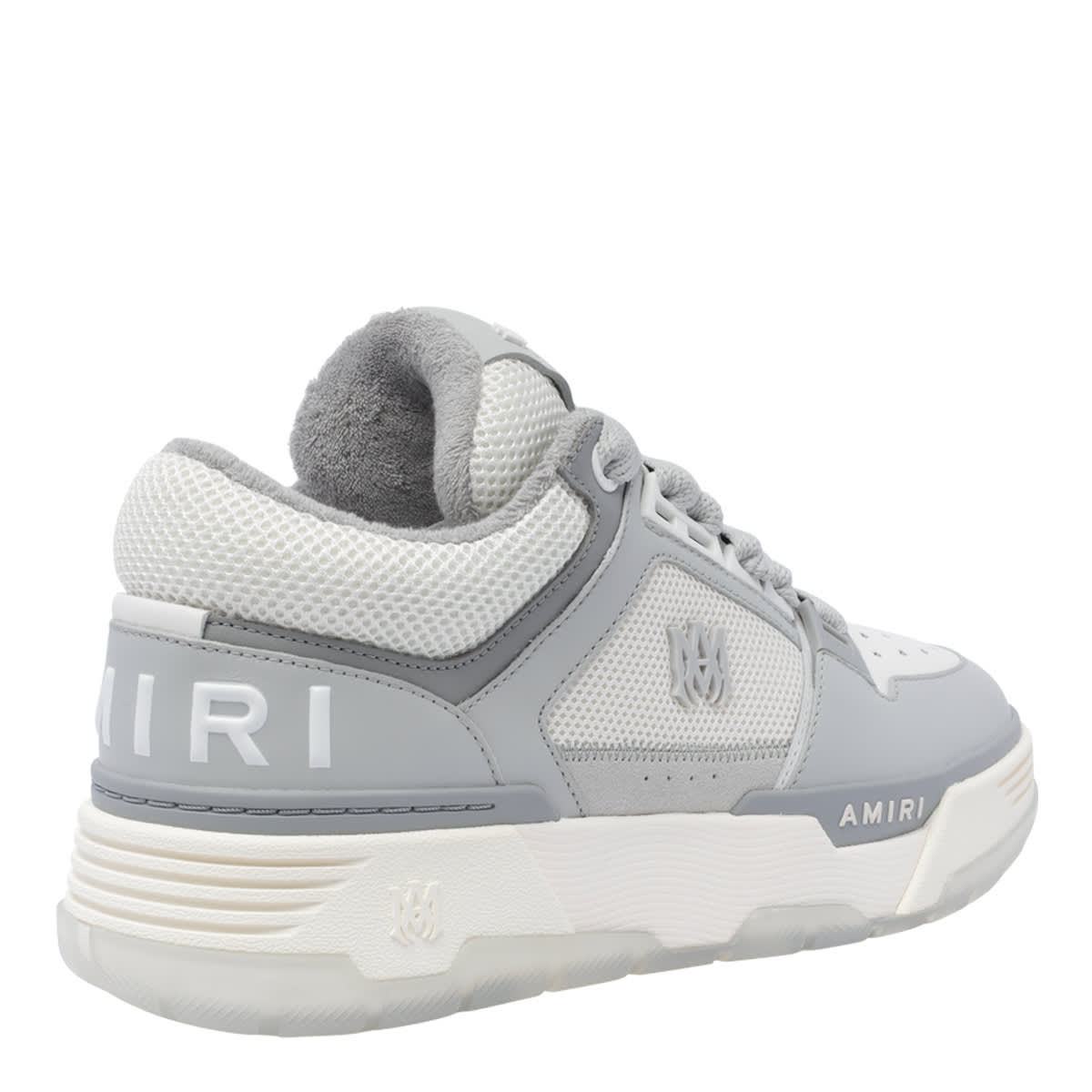 Amiri Grey Low Top Sneakers With Logo Detail In Tech Fabric And Leather Man In Gray