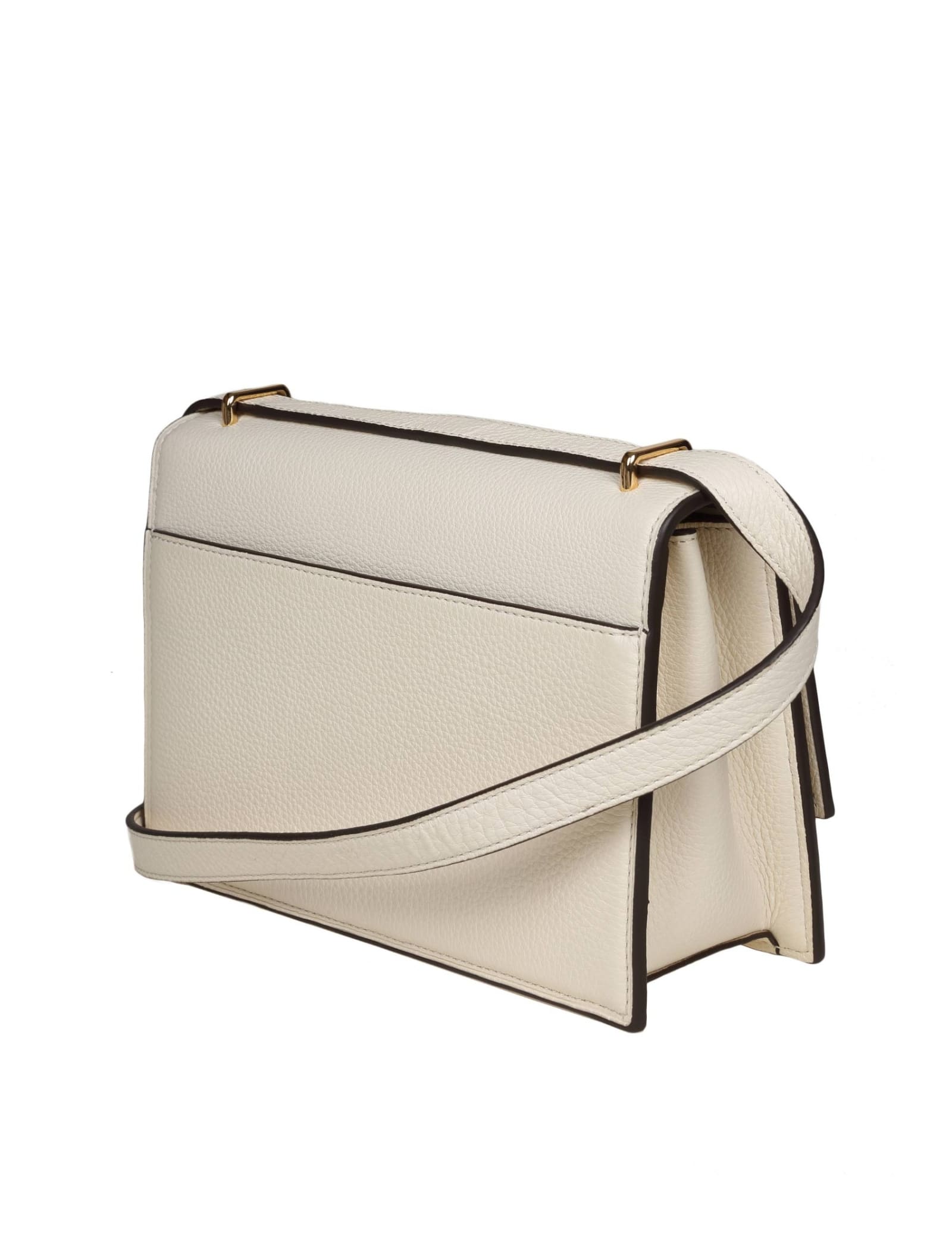 Shop Tory Burch Miller Shoulder Bag In Cream Color Leather