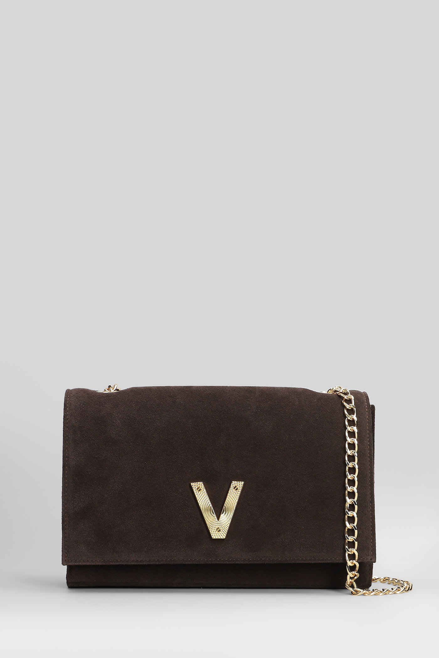 Shoulder Bag In Dark Brown Suede