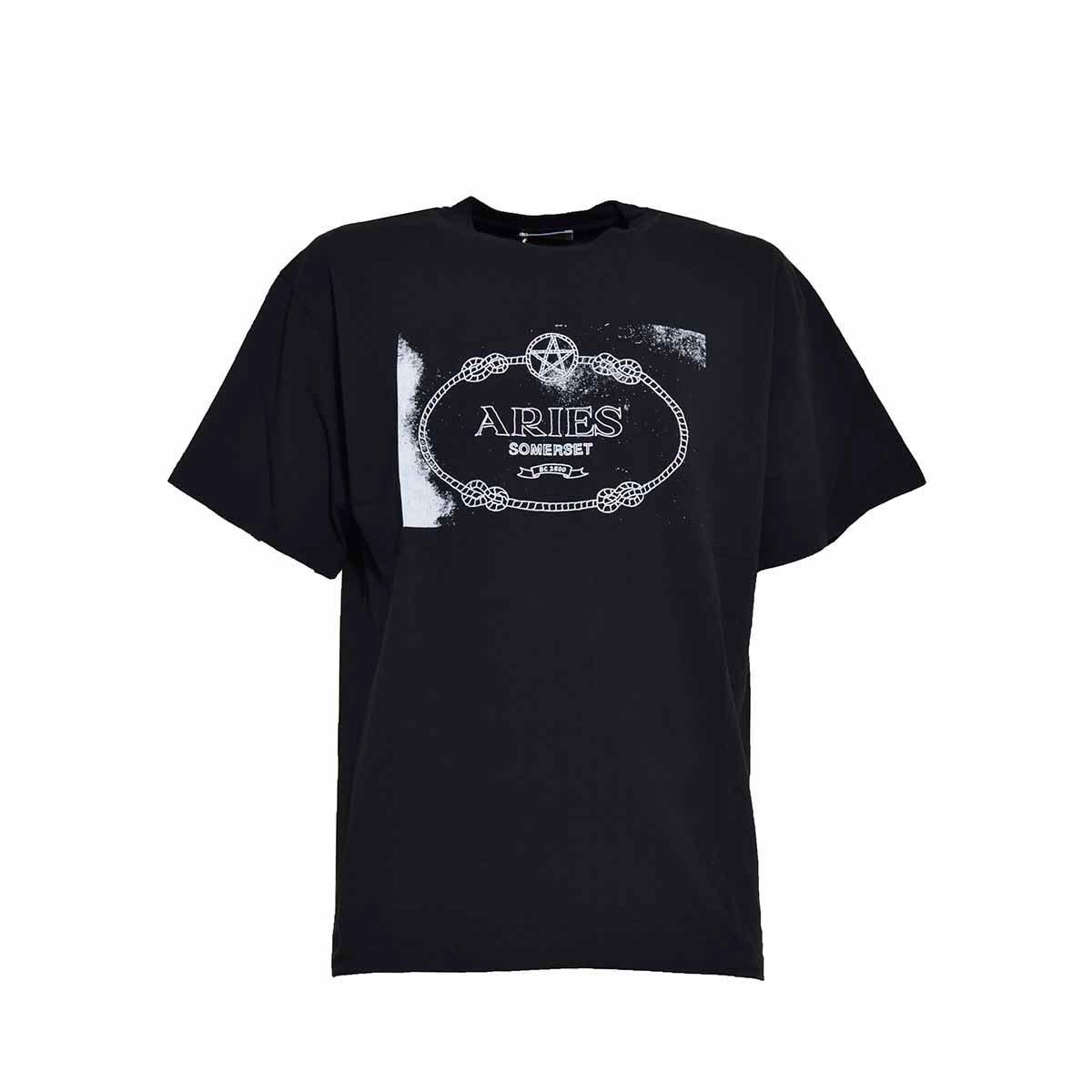 Aries Wiccan Ring Ss Crewneck T-shirt In Nero