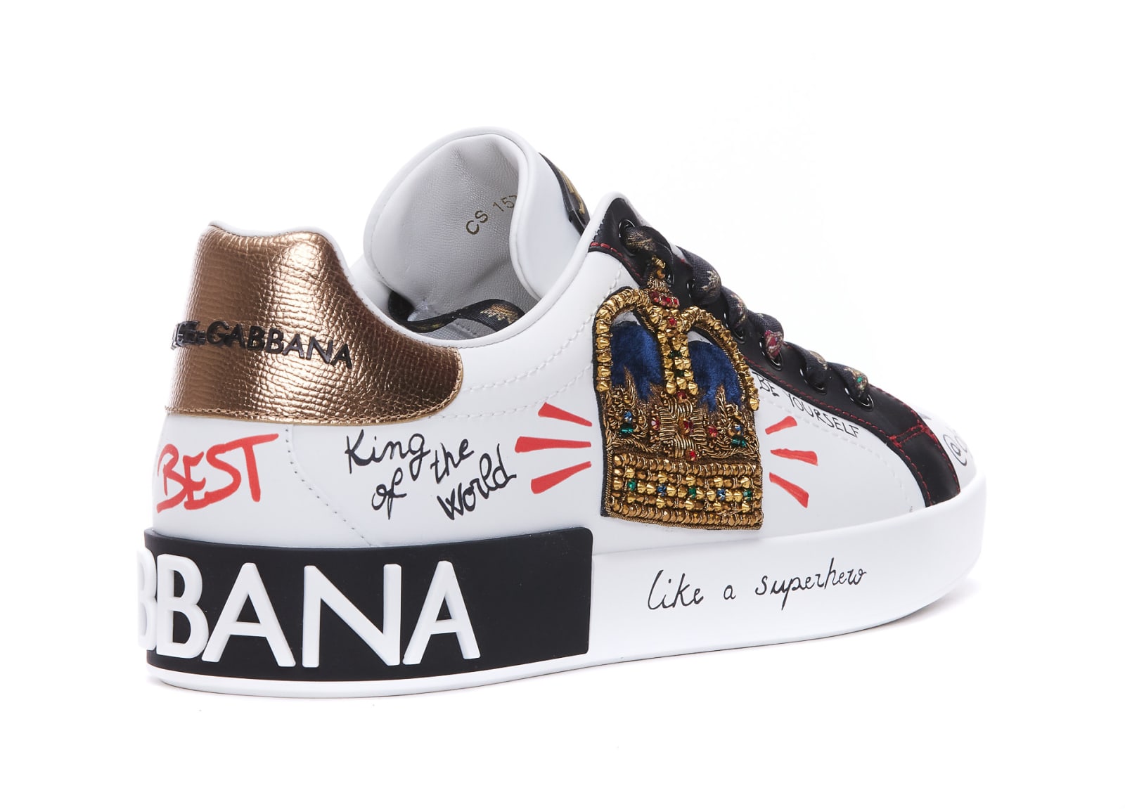 Shop Dolce & Gabbana Portofino Sneakers With Patch And Embroidery In White