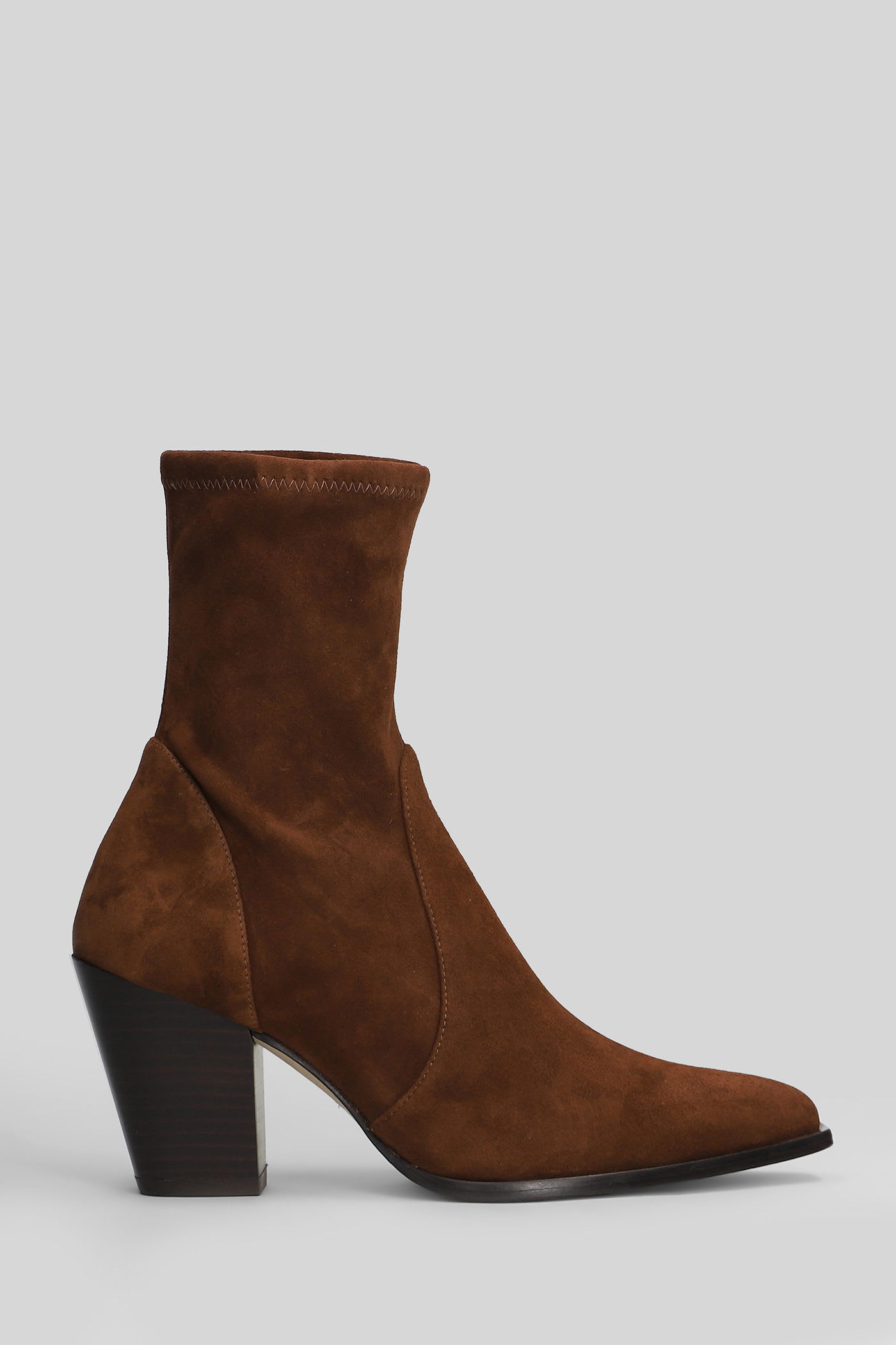 Stuart Weitzman Jolene Bootie High Heels Ankle Boots In Brown Suede