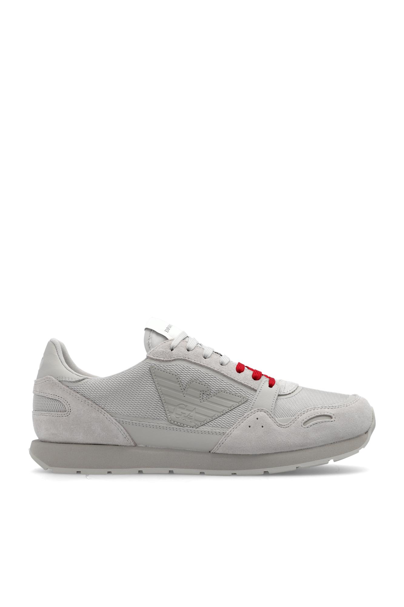 Shop Emporio Armani Sneakers With Logo In Beige