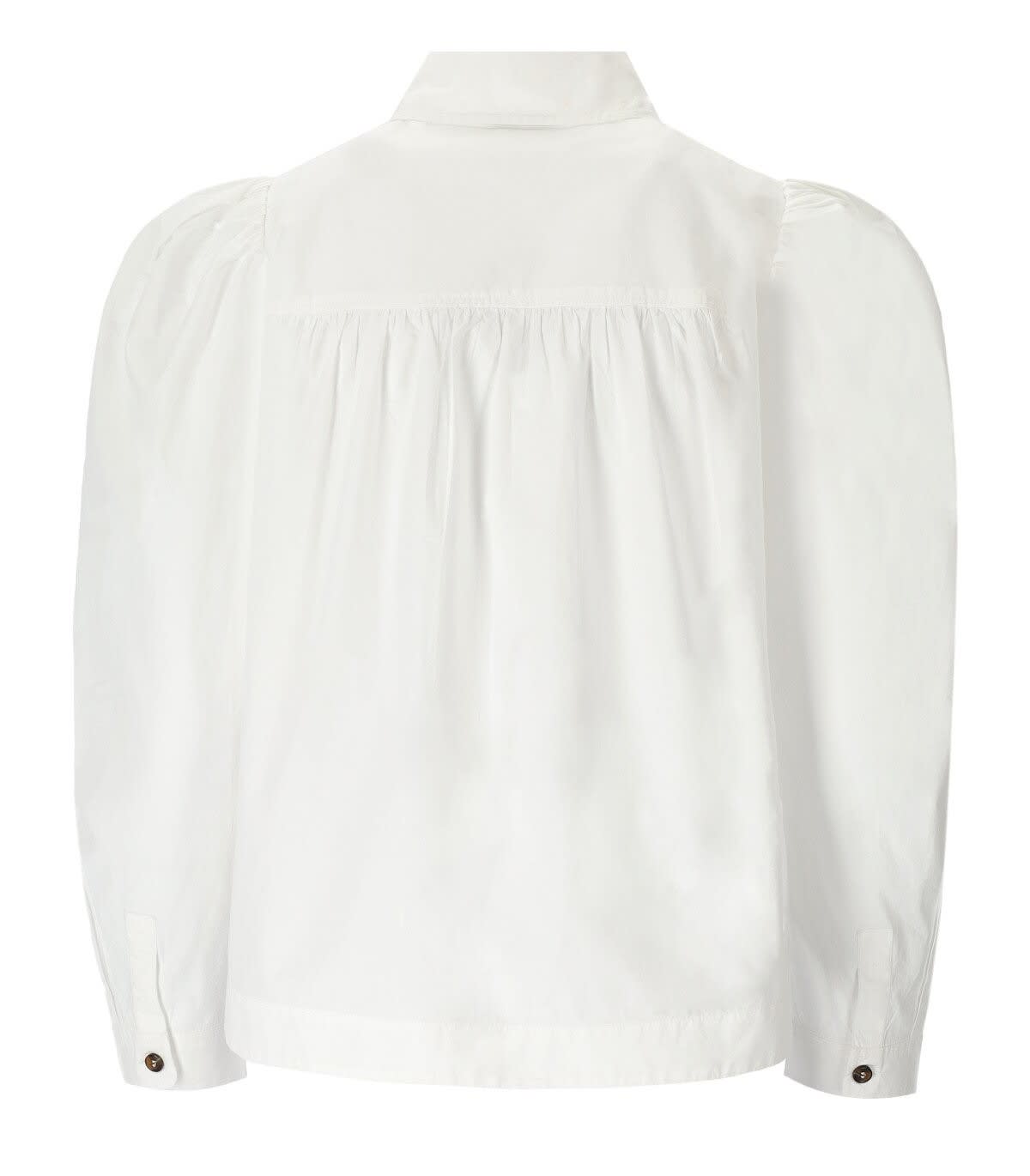 Shop Ganni Puff Sleeved Shirt In Bianco