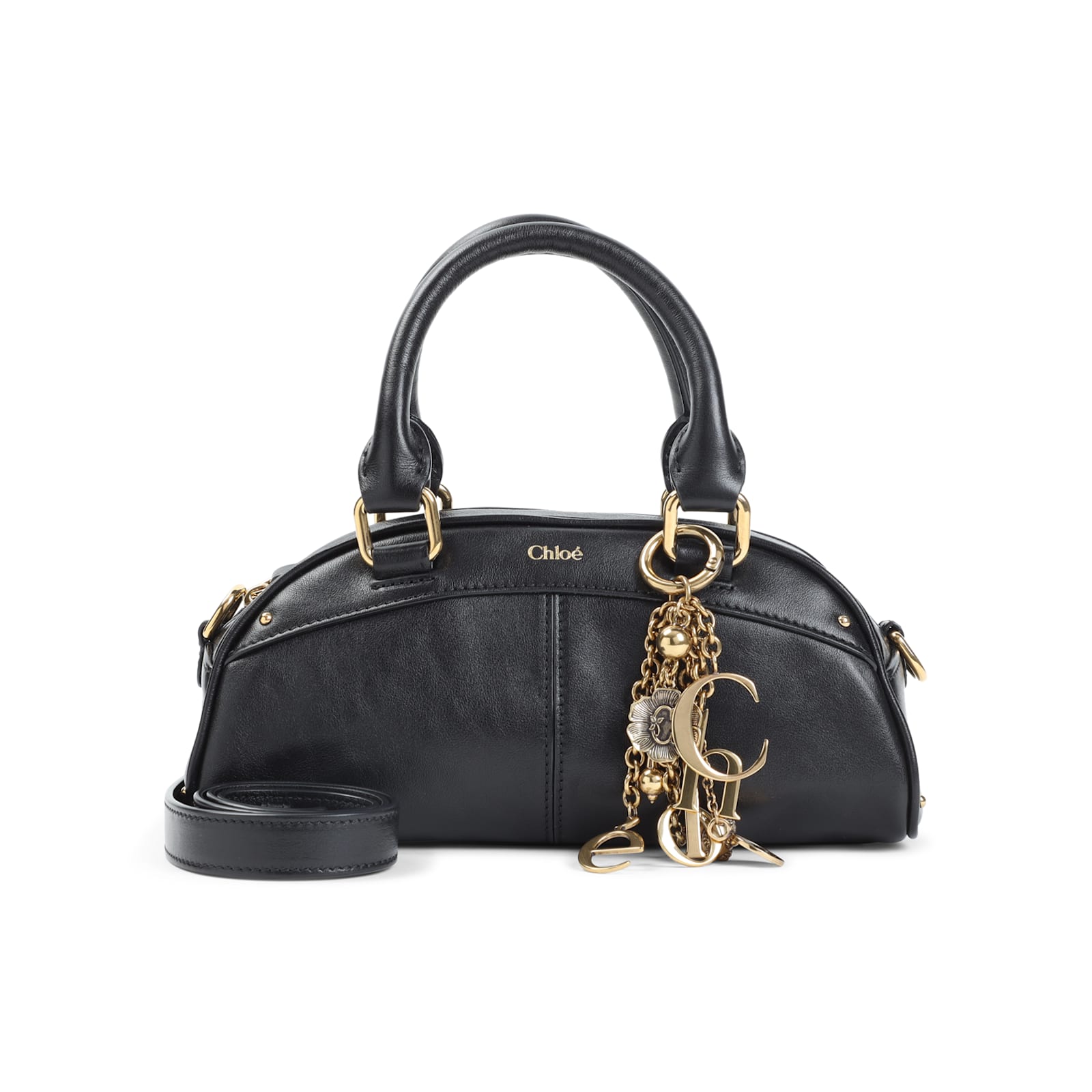 Chloé Black Leather Chloe Bowling Top Handle Bag In Black