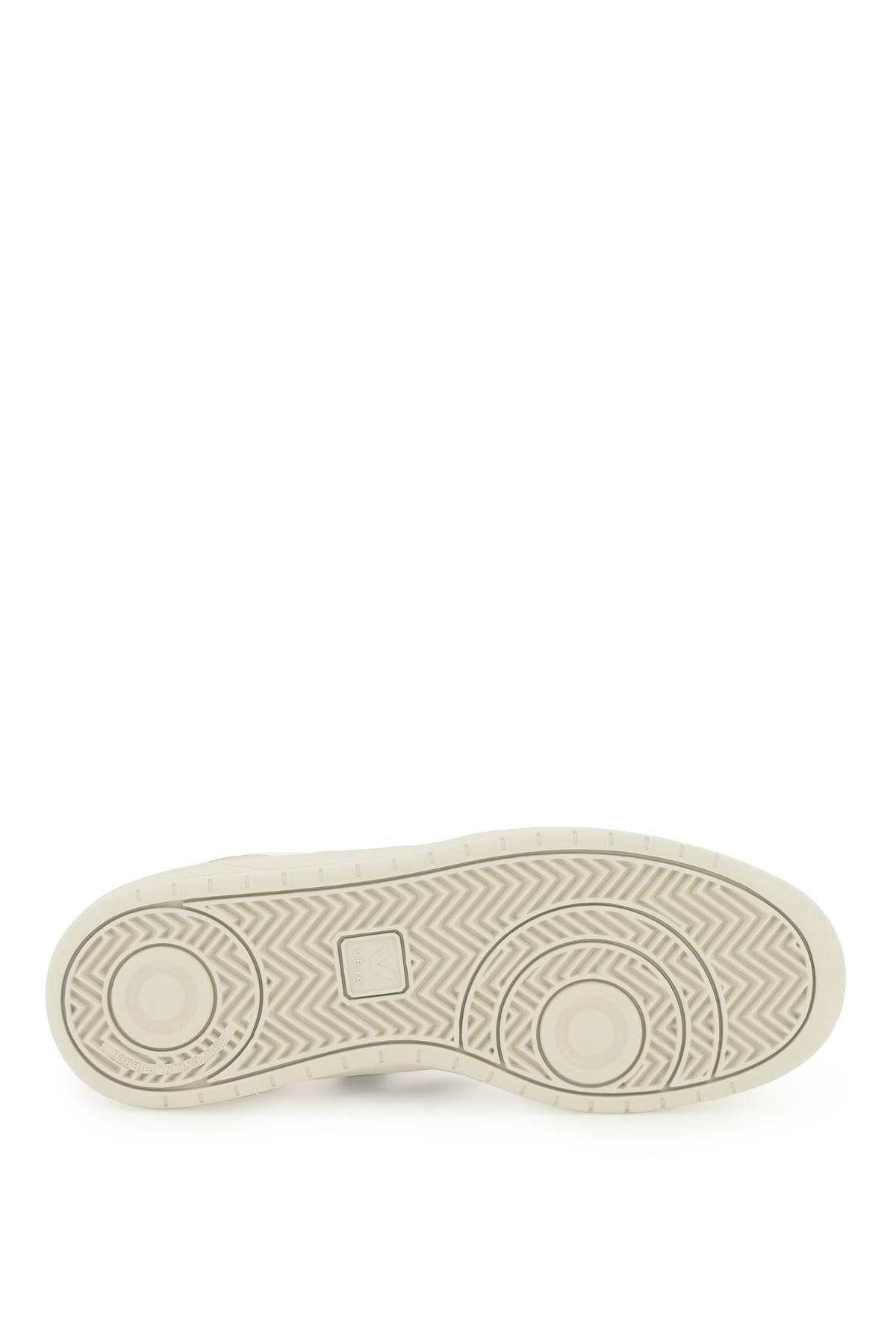 Shop Veja V-10 Suede Sneakers In Extra White Black Sahara (beige)