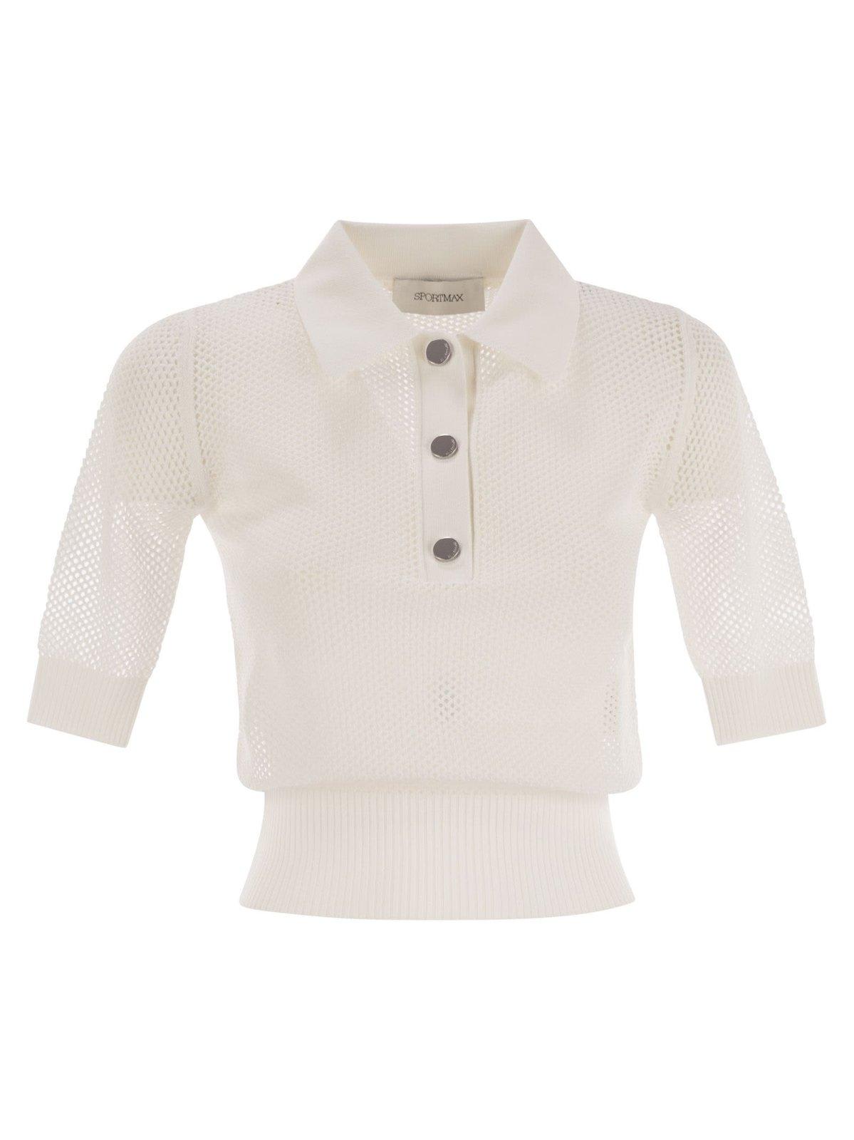 Sportmax Casta Button Detailed Short-sleeved Polo Top In White