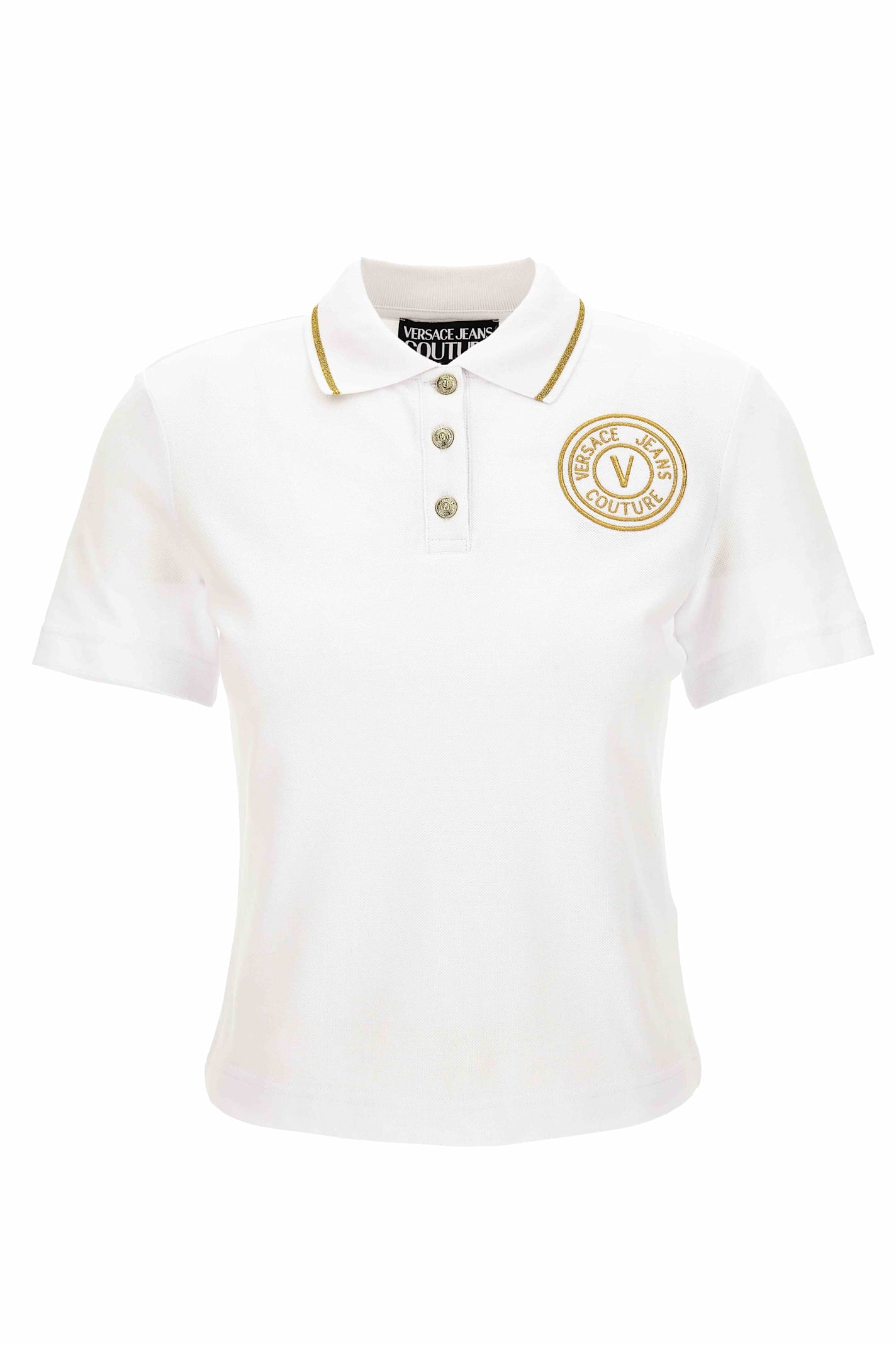 Shop Versace Jeans Couture Polo In White Gold