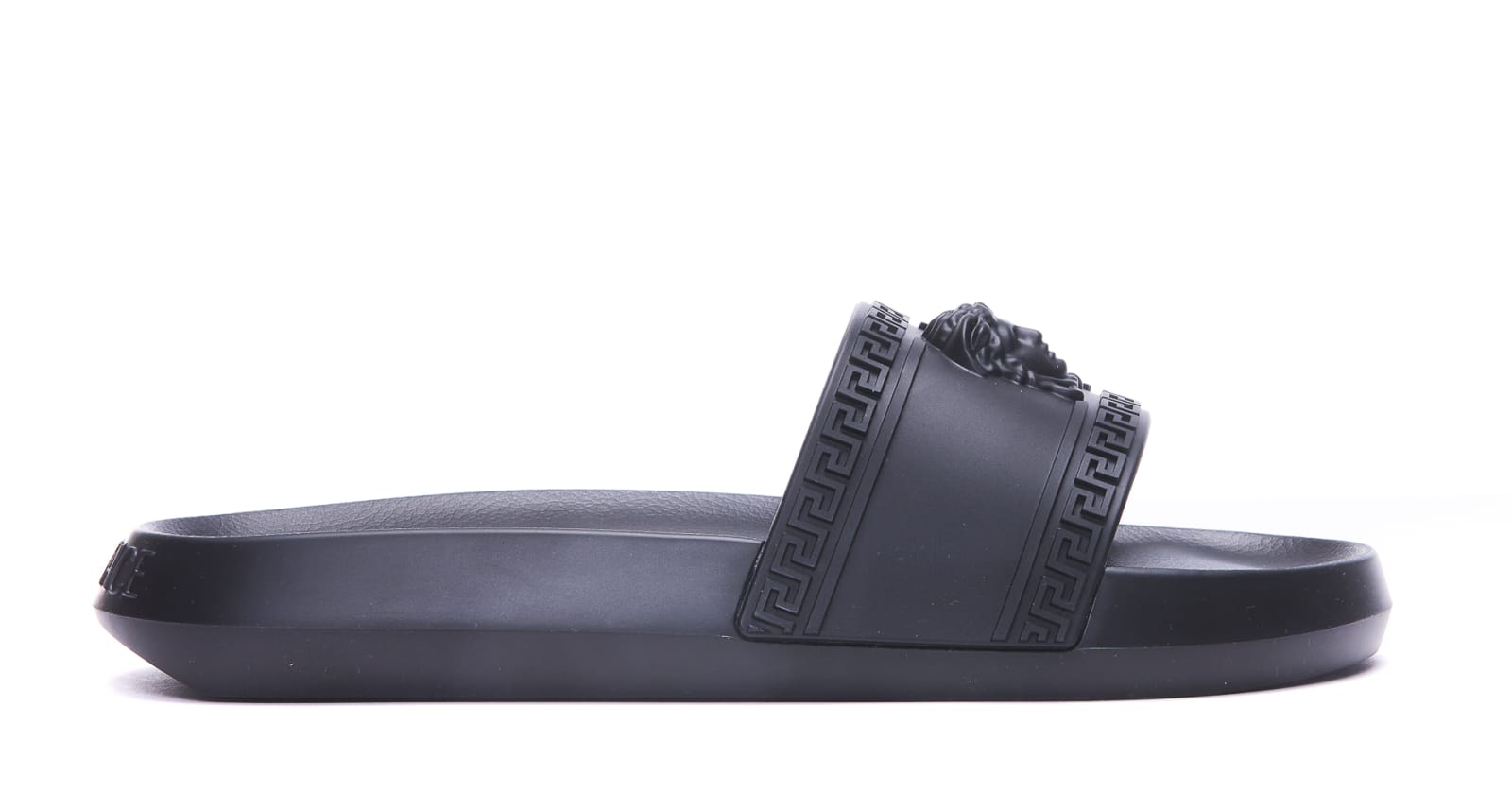 Shop Versace Palazzo Slides In Nero