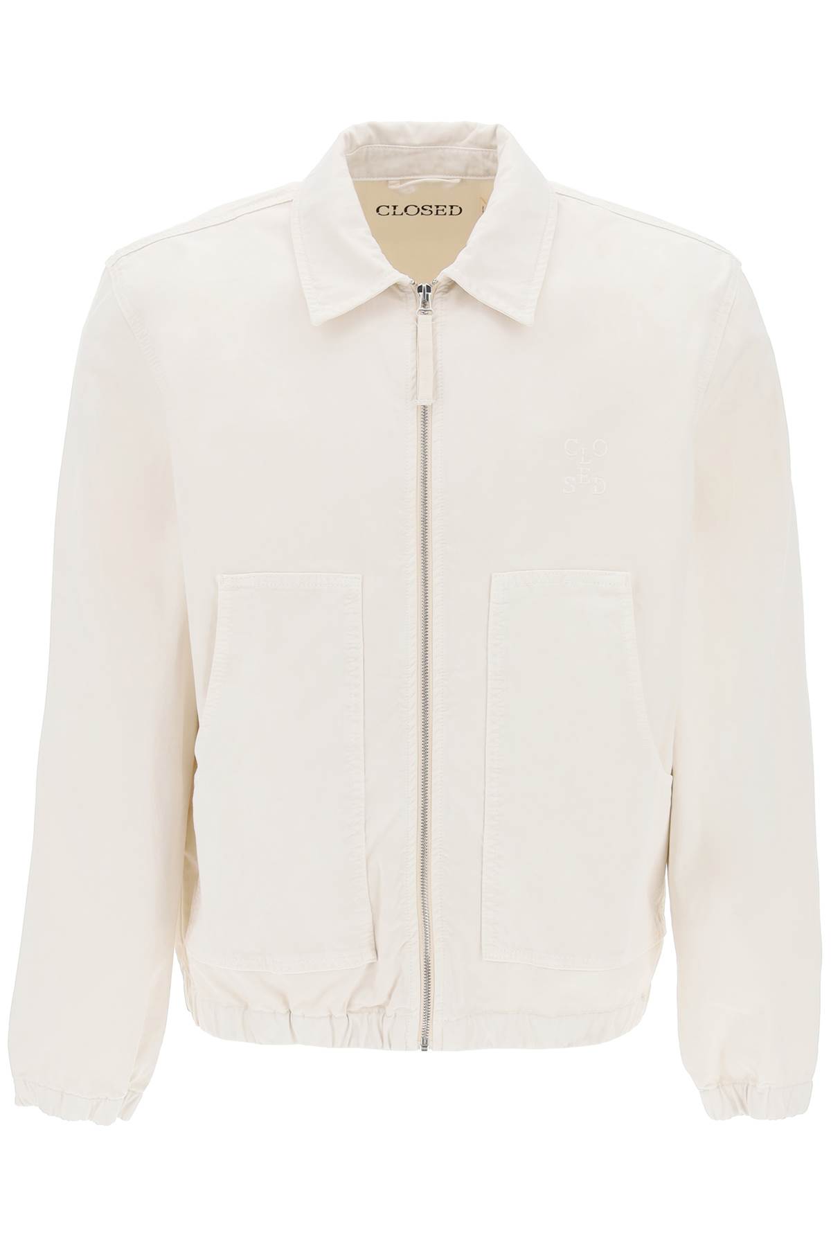 Shop Closed Cotton Blouson Jacket In Lime Beige