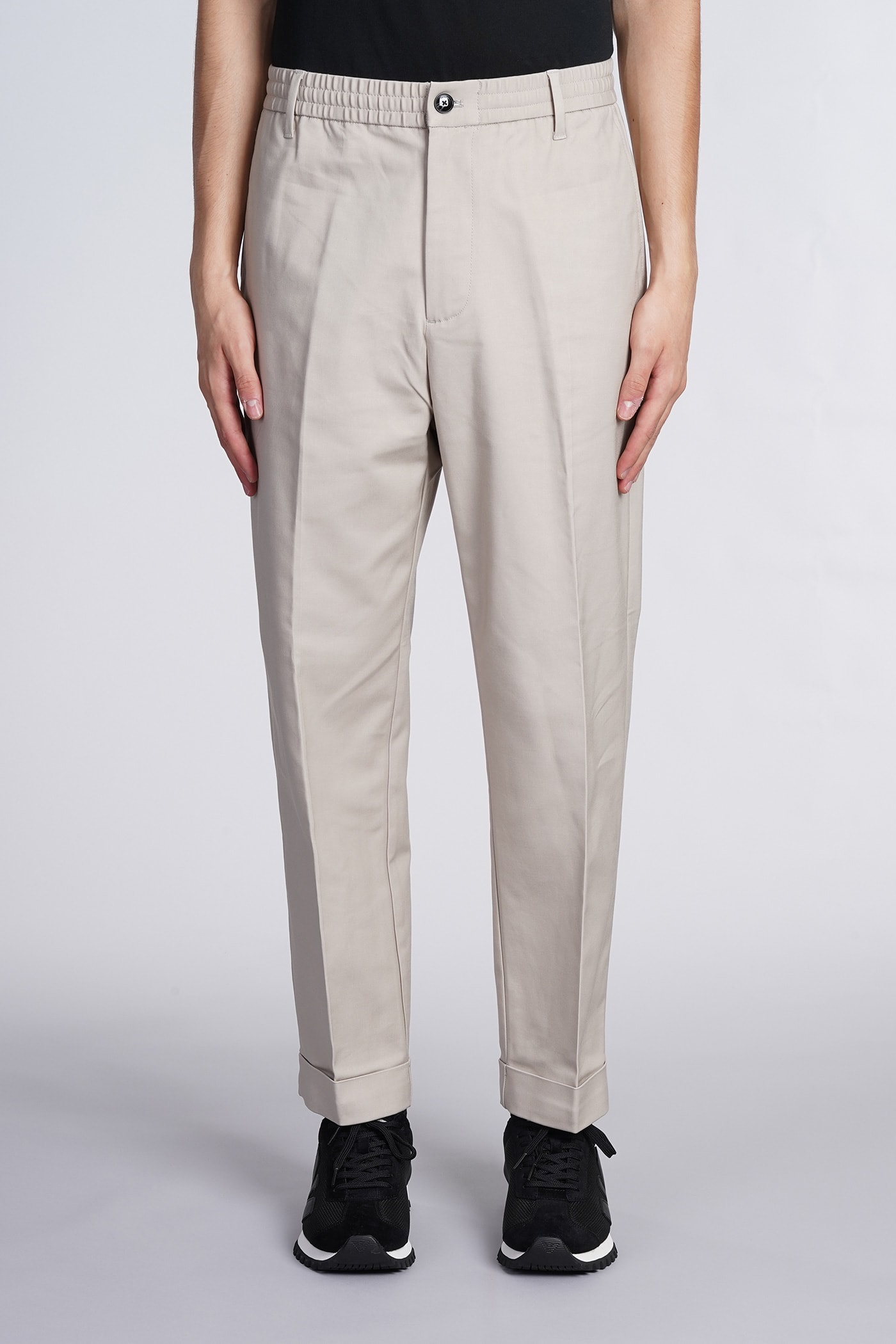 Emporio Armani Pants In Beige Cotton