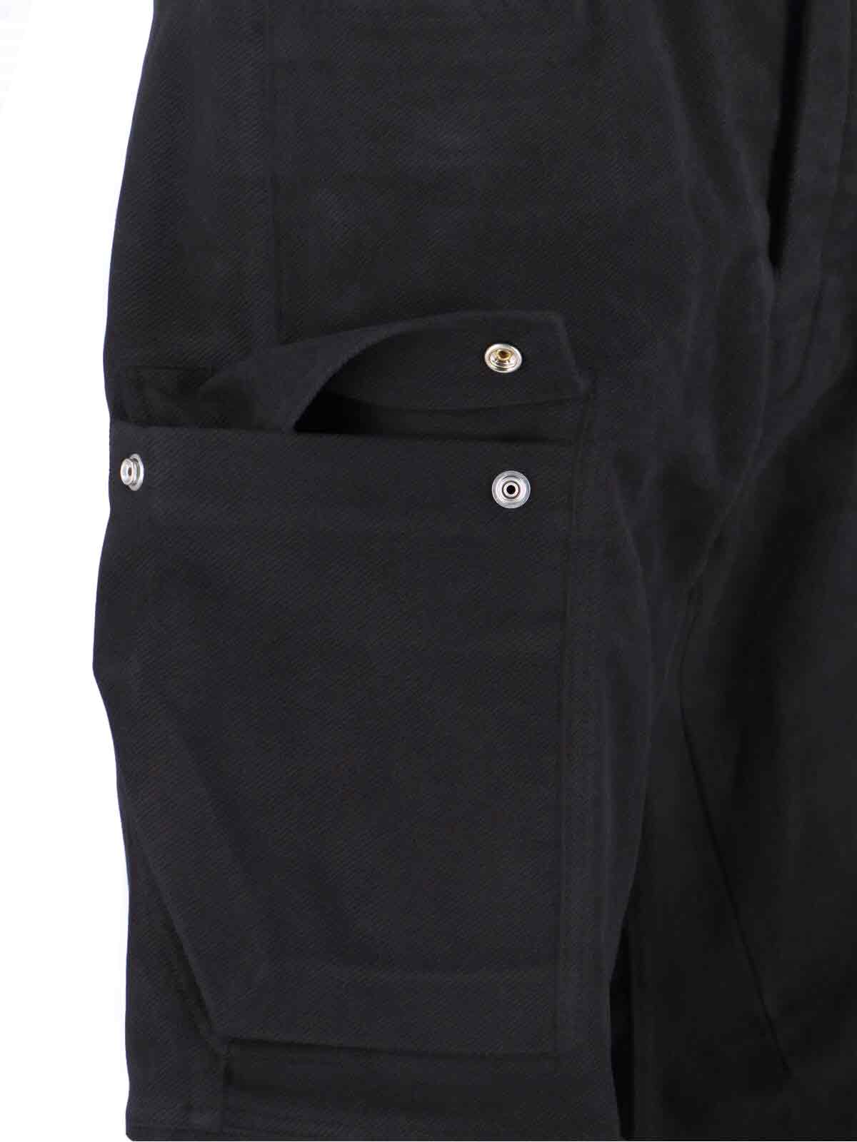 Rick Owens Trousers With Cargo Pockets And Wide Leg In Black