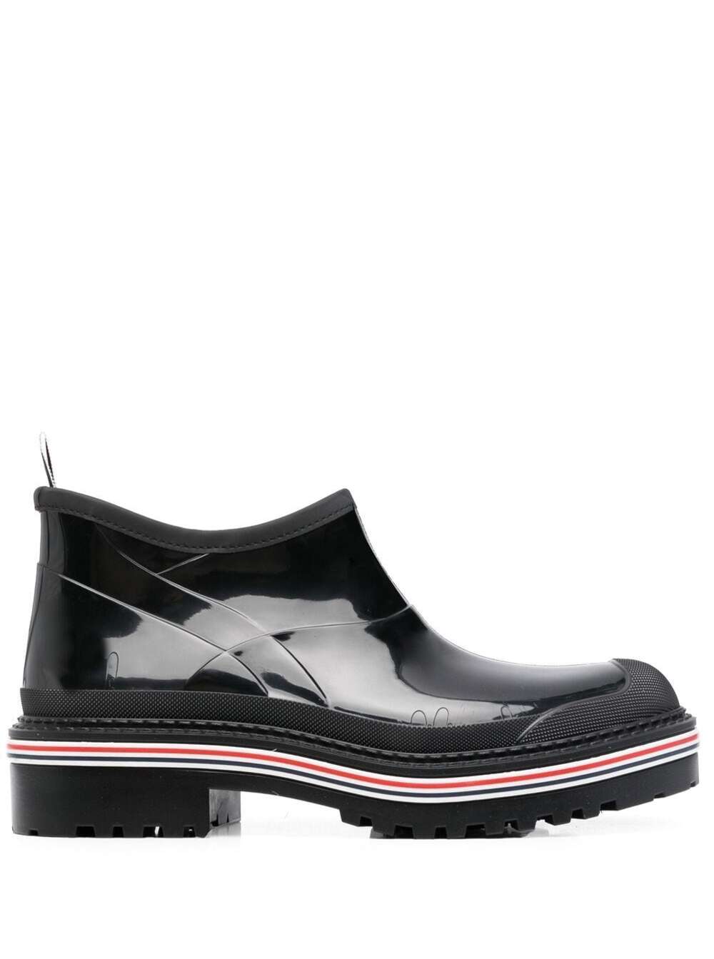 Stripe-trim Ankle Boots In Black Rubber Man