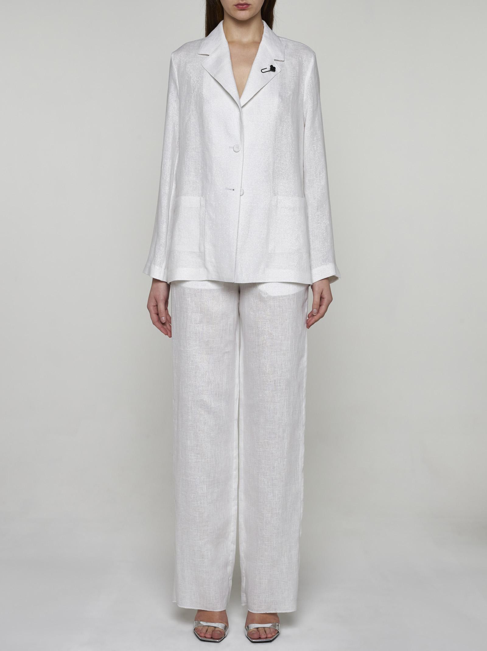 Shop Lardini Lame Wool Suit In White
