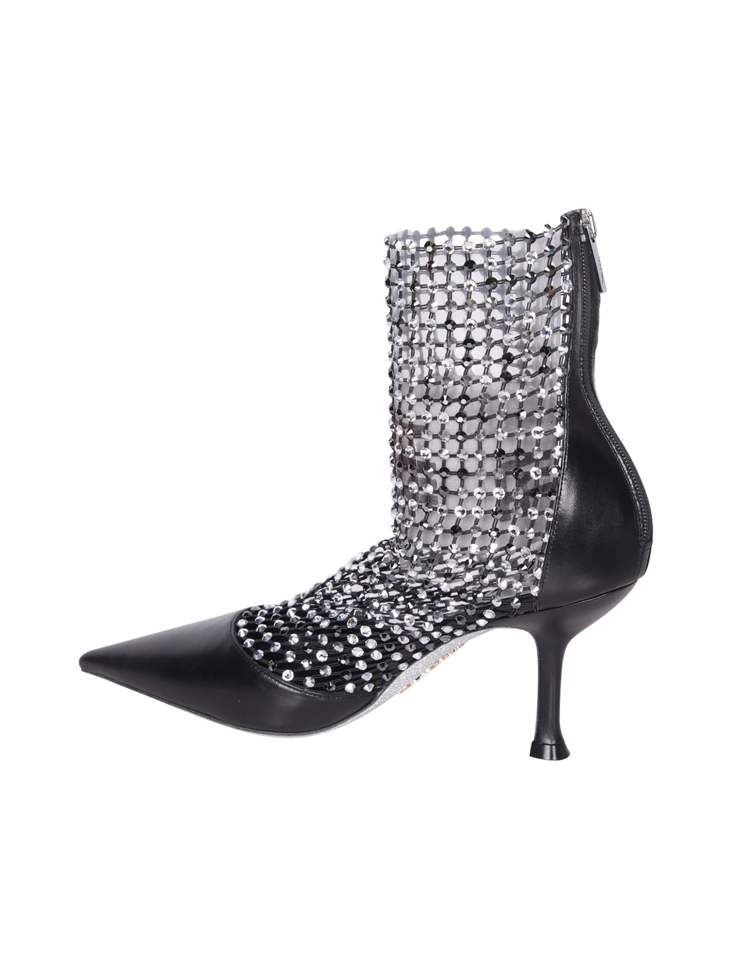 Shop René Caovilla Black T80 Mix Strass Ankle Boots