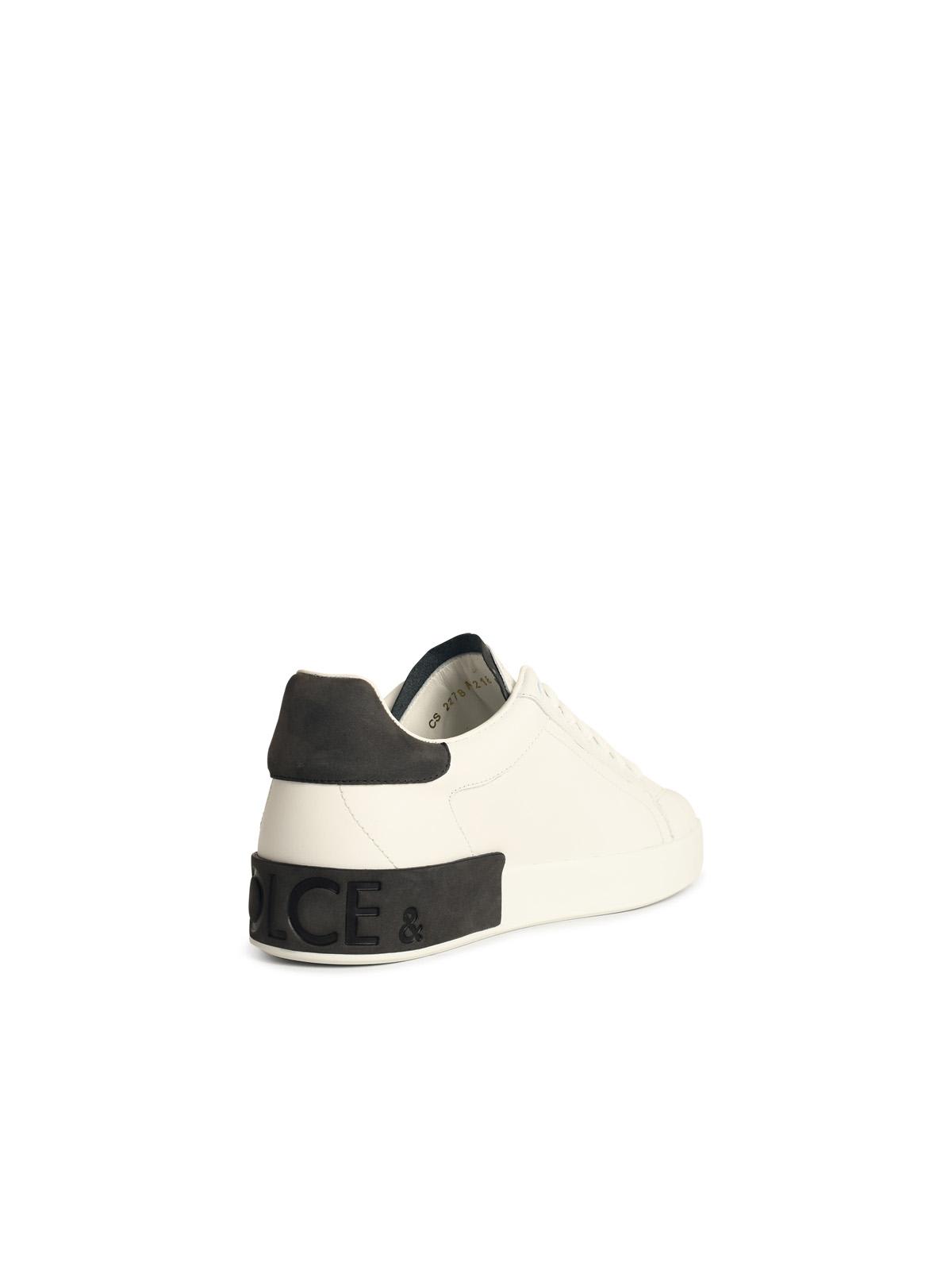 Dolce & Gabbana White Leather Portofino Sneakers In White
