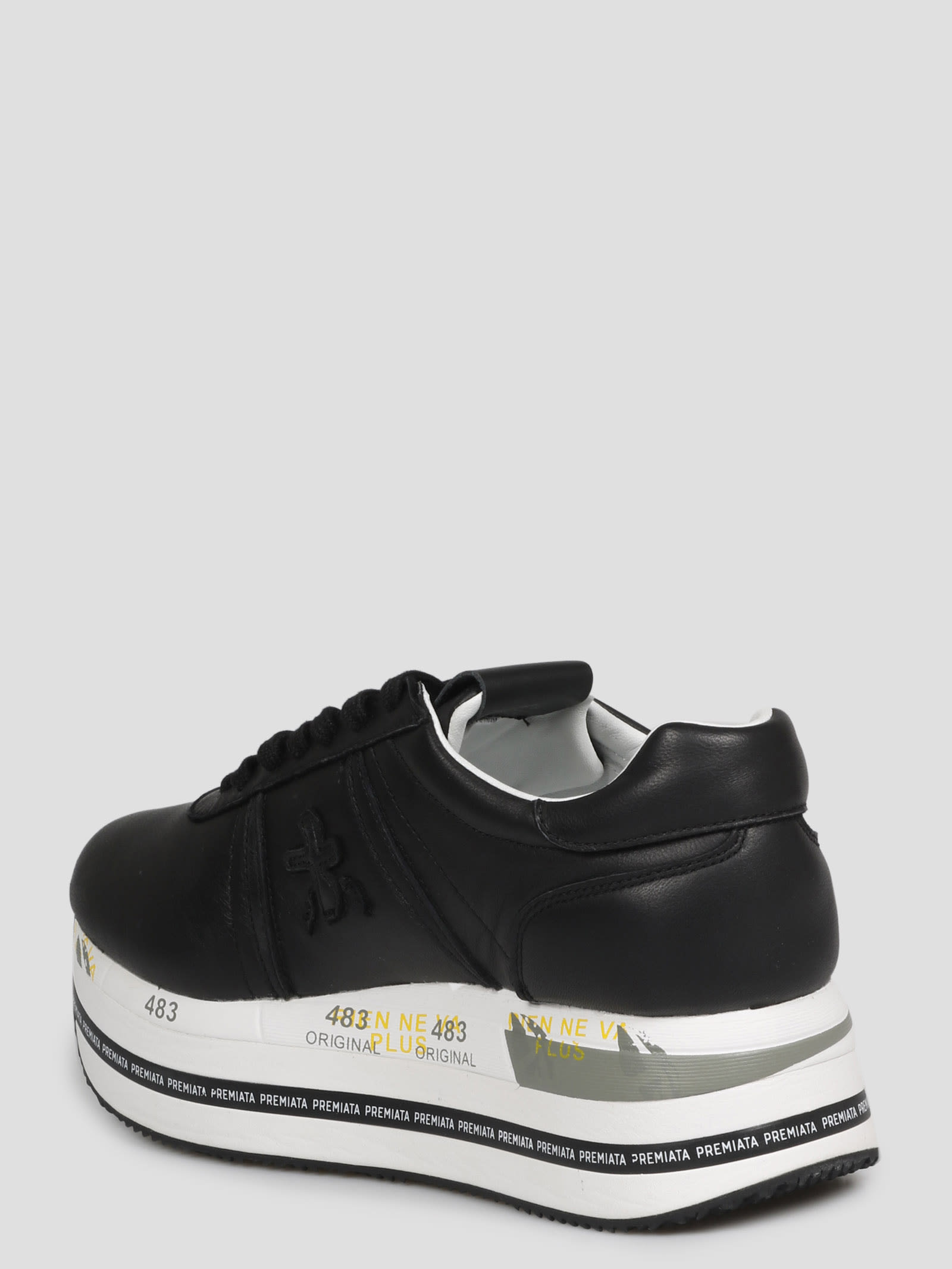 Shop Premiata Leather Beth Sneakers In Black