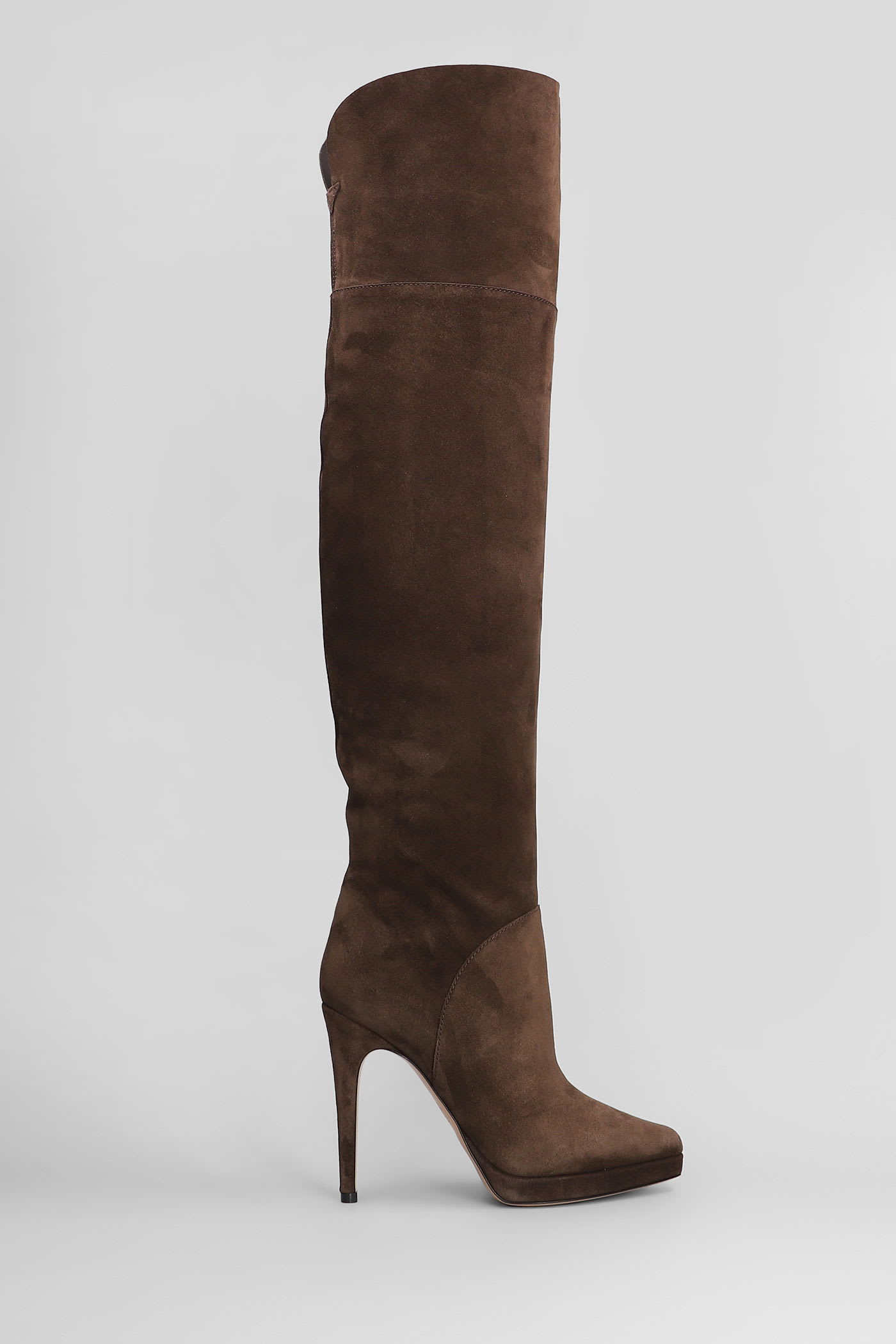High Heels Boots In Brown Suede