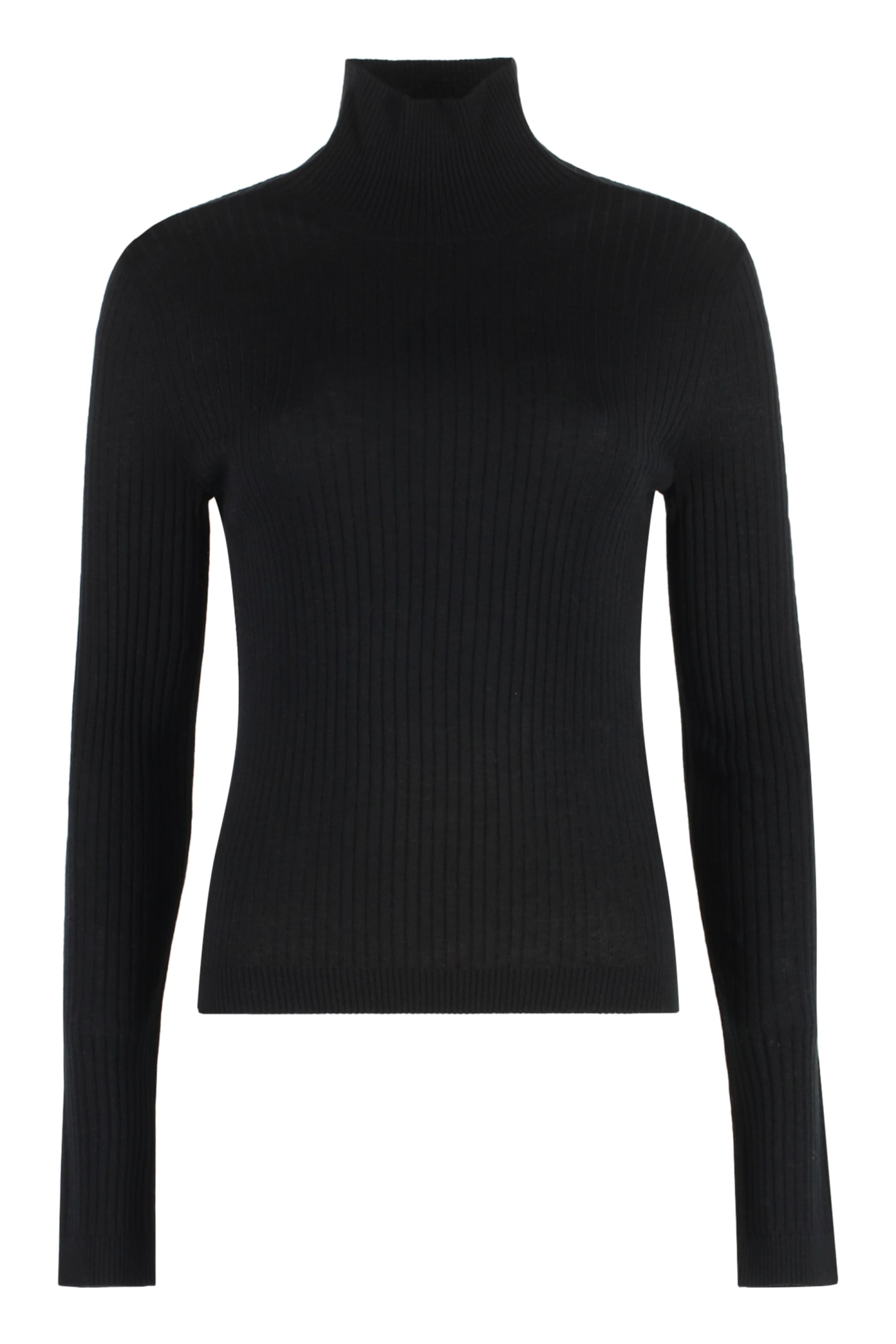 Shop Max Mara Sax Ribbed Turtleneck Sweater In Black