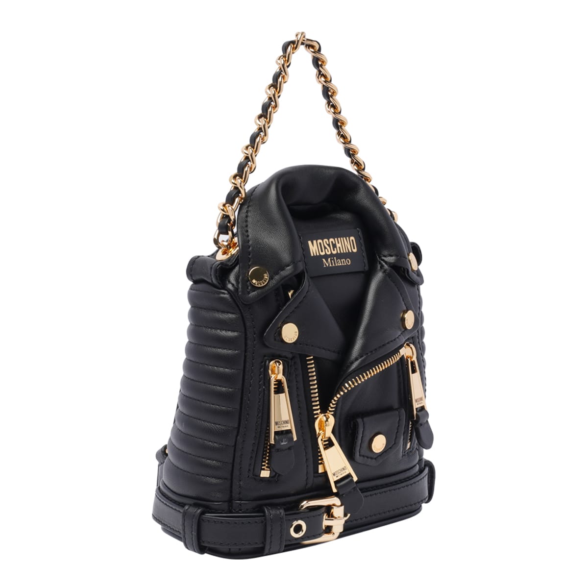 Shop Moschino Biker Backpack In Black