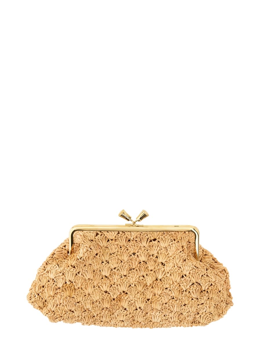 Shop Anya Hindmarch Clutch Maud Large In Beige