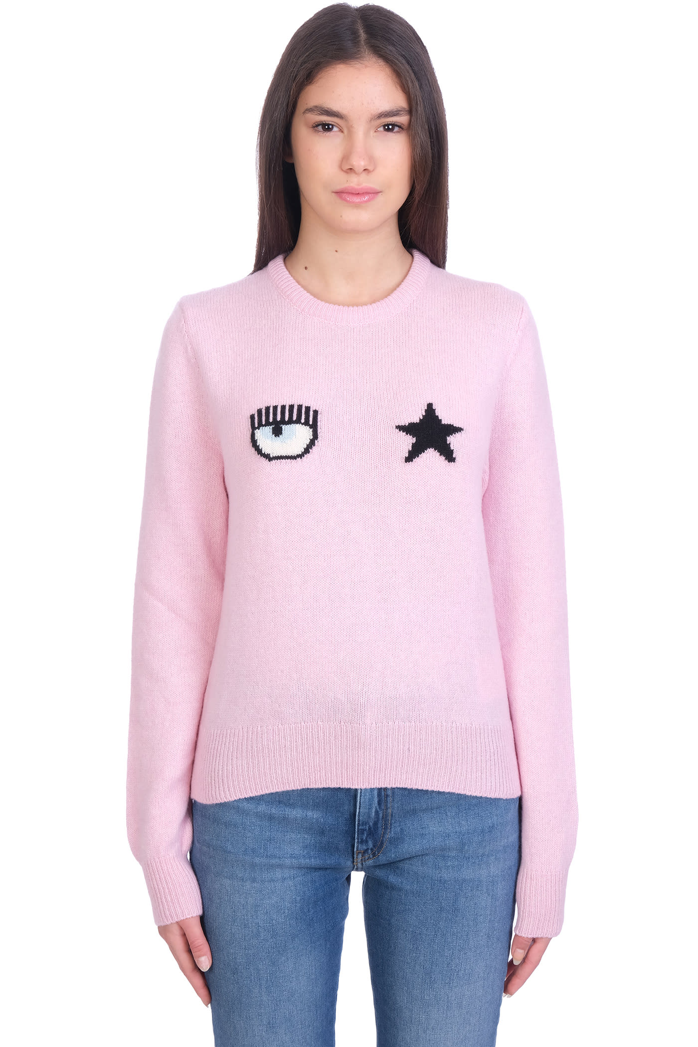 Chiara Ferragni Knitwear In Rose-pink Wool
